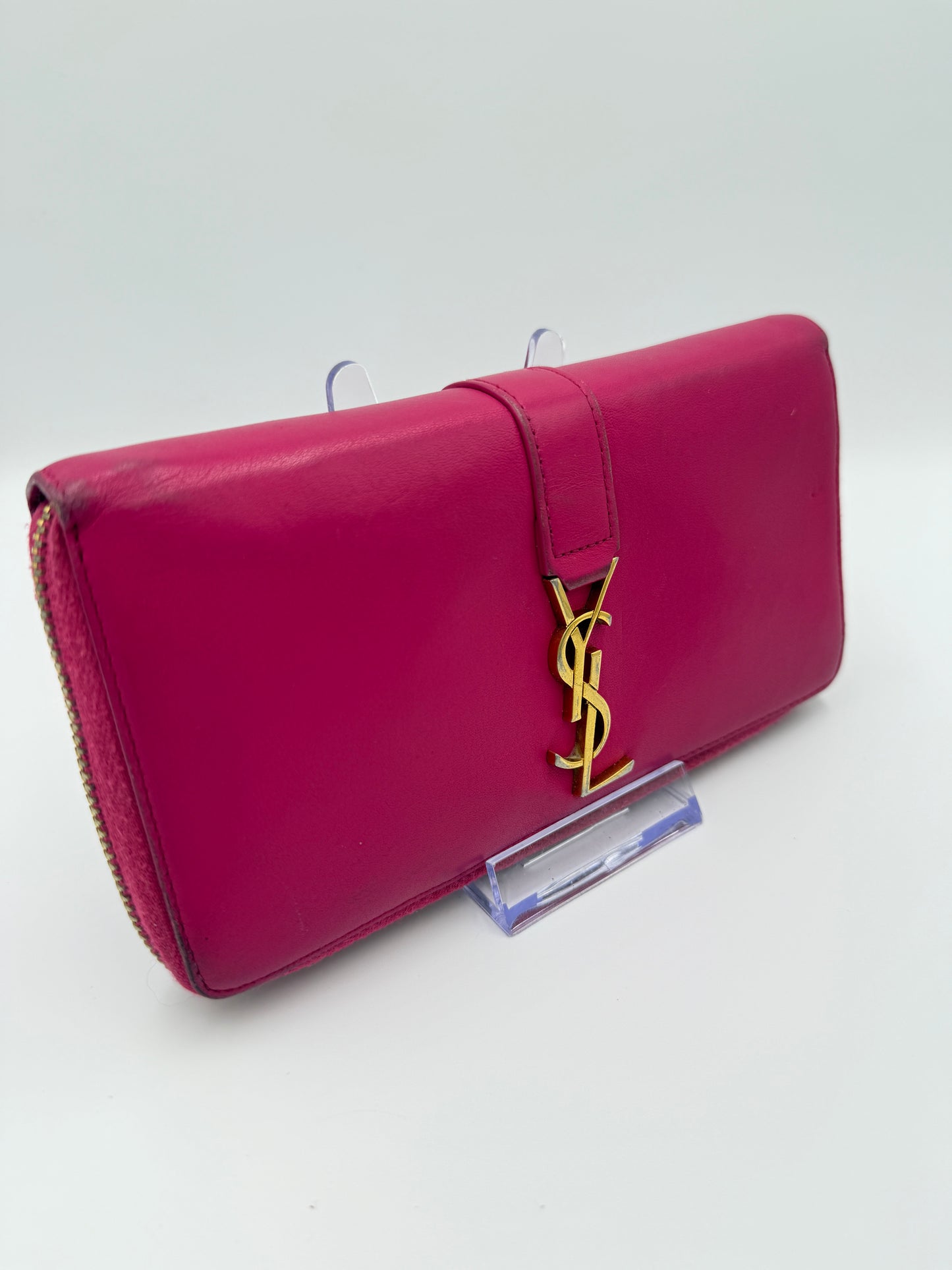 Yves Saint Laurent Pink Leather Long Zippy Wallet