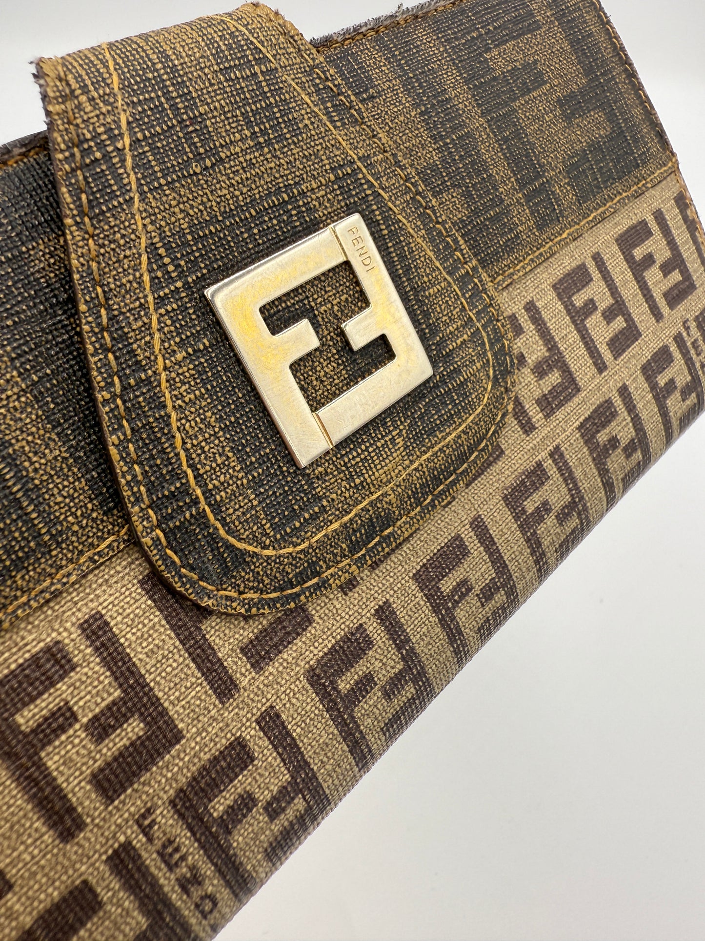 Fendi Brown Zucca Coated Canvas Long Wallet