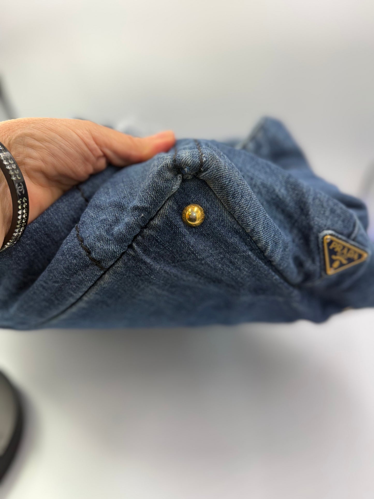 Prada Demim Canapa Medium Tote Bag