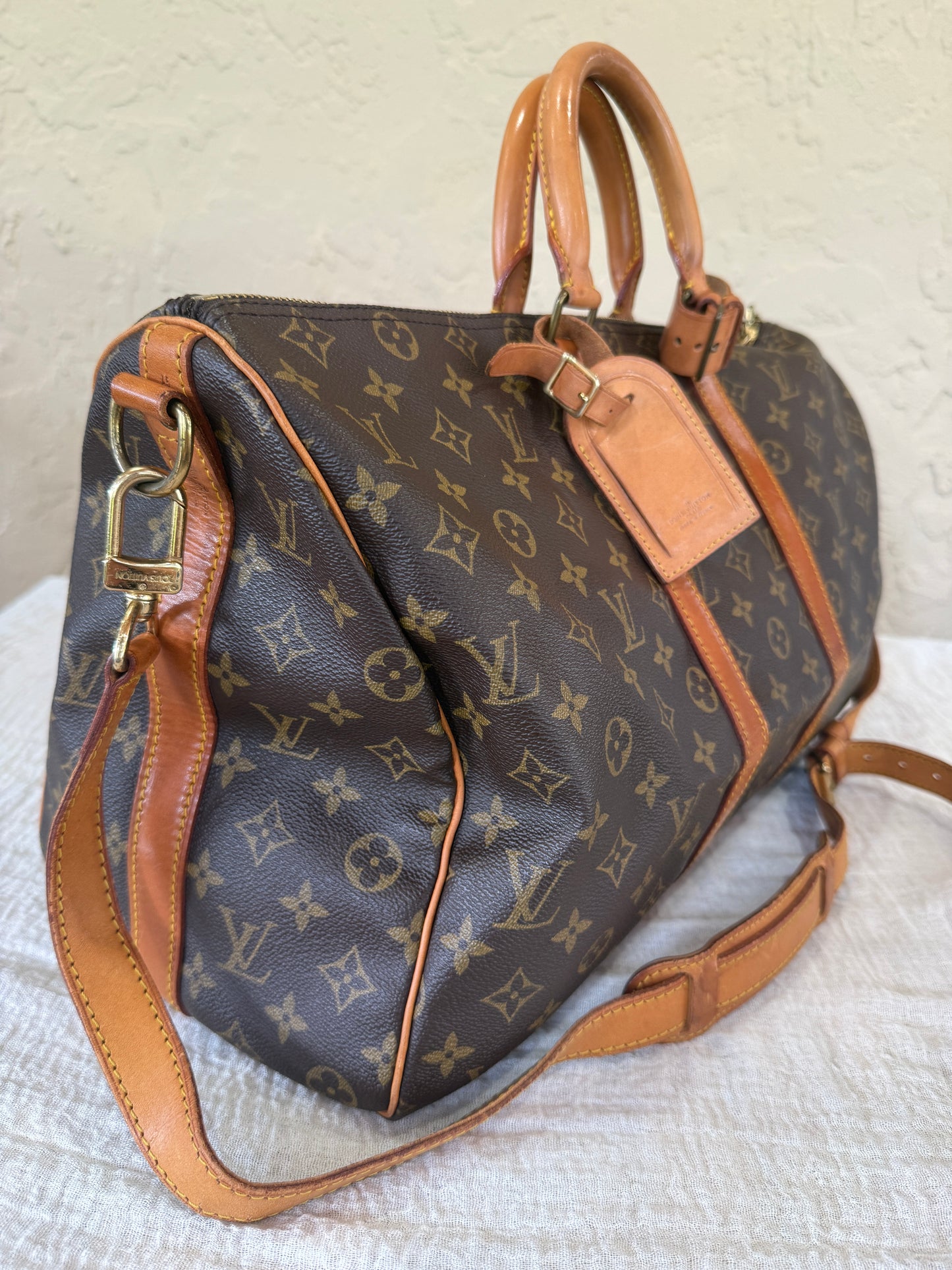 Louis Vuitton Vintage Monogram Keepall 45 cm Bandouliere Travel Bag with COA