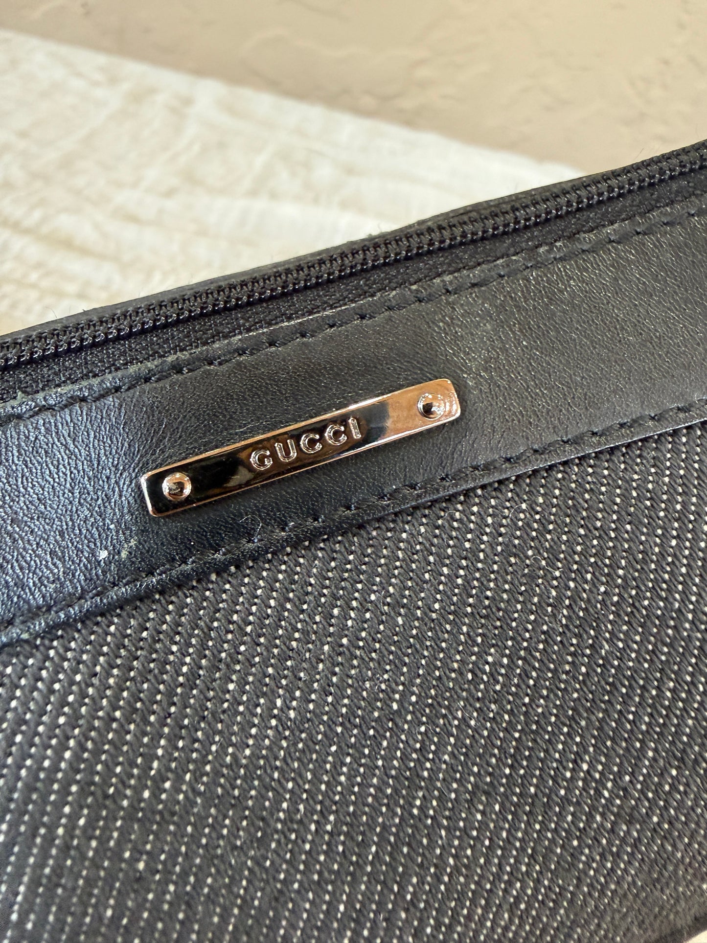 Gucci Black Denim Sherry Line Mini Shoulder Bag
