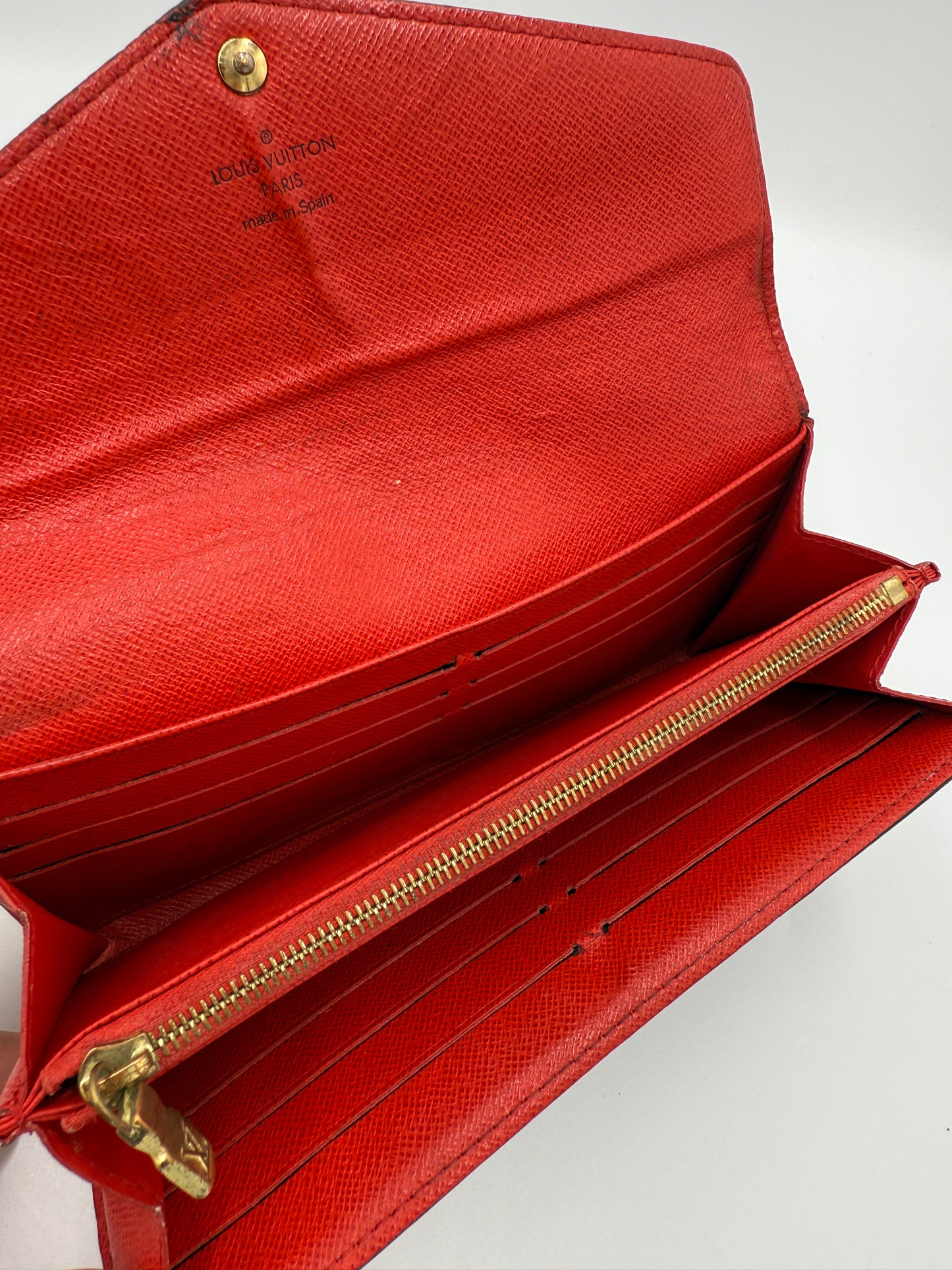 Louis Vuitton Monogram Red Leather Interior Sarah Wallet