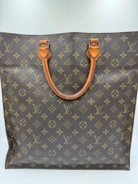 Louis Vuitton Monogram Coated Canvas Sac Plat Shopper Tote MI863