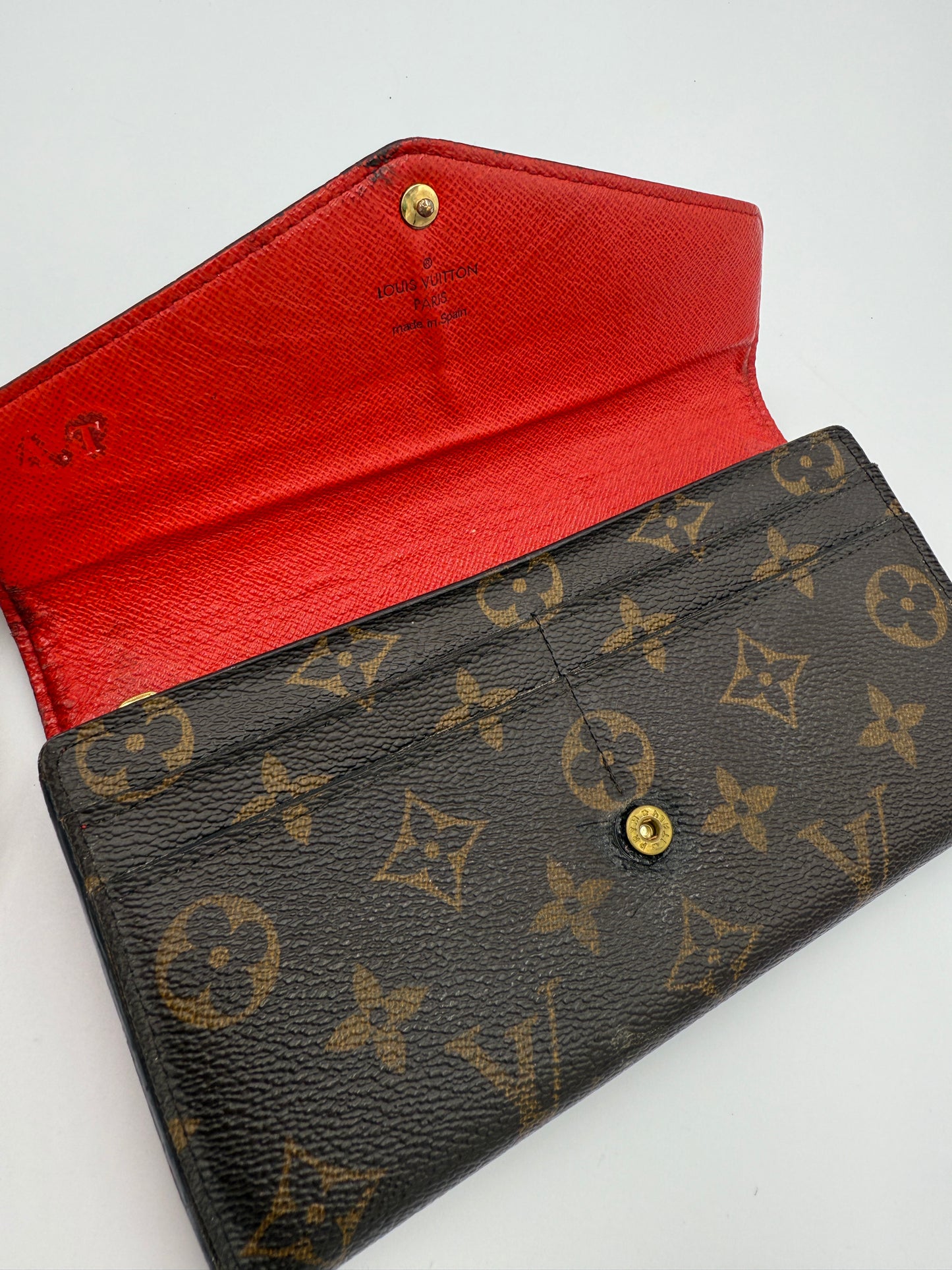 Louis Vuitton Monogram Red Leather Interior Sarah Wallet