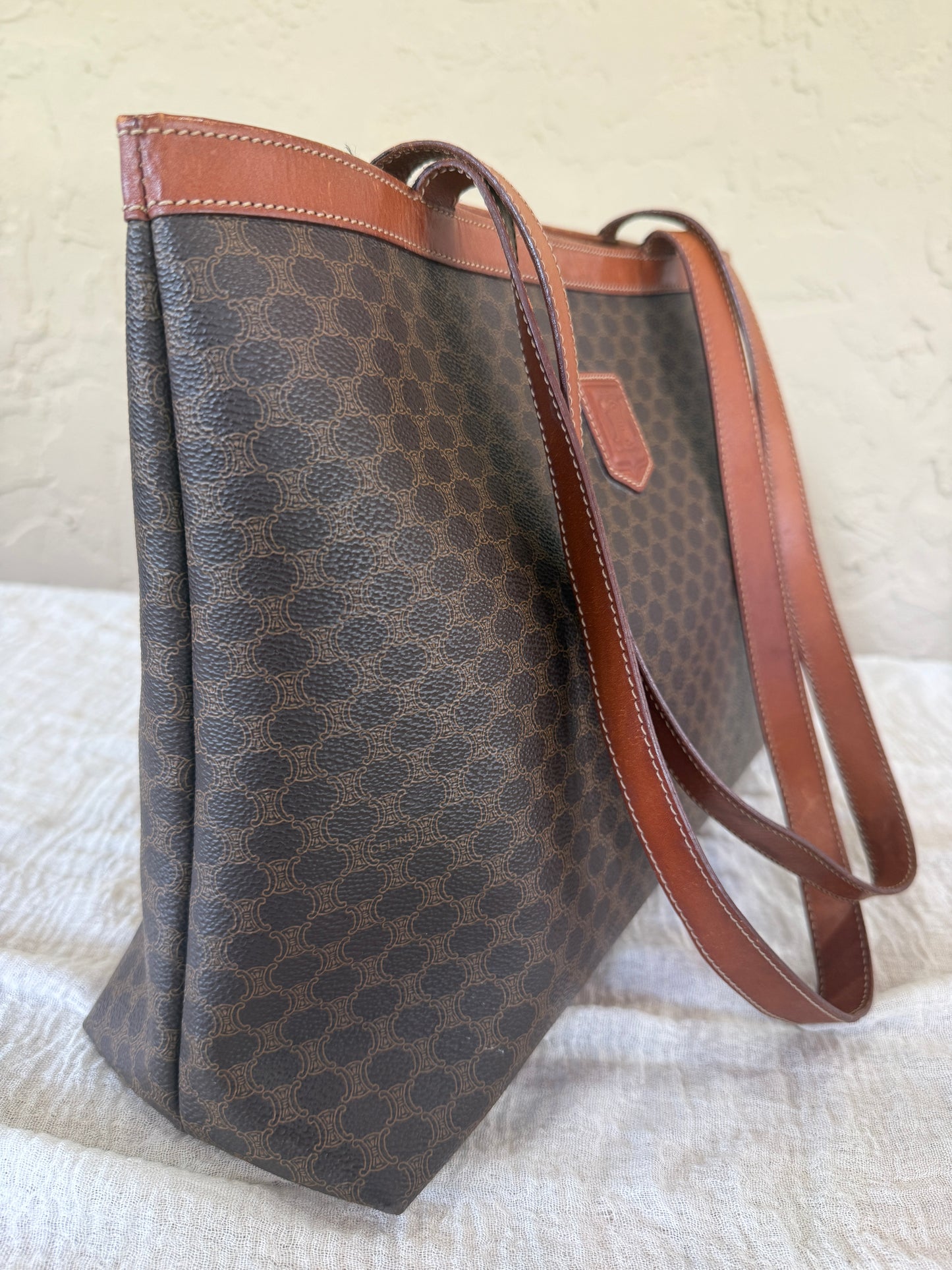 Celine Vintage Macadam Canvas Tote Bag 1998