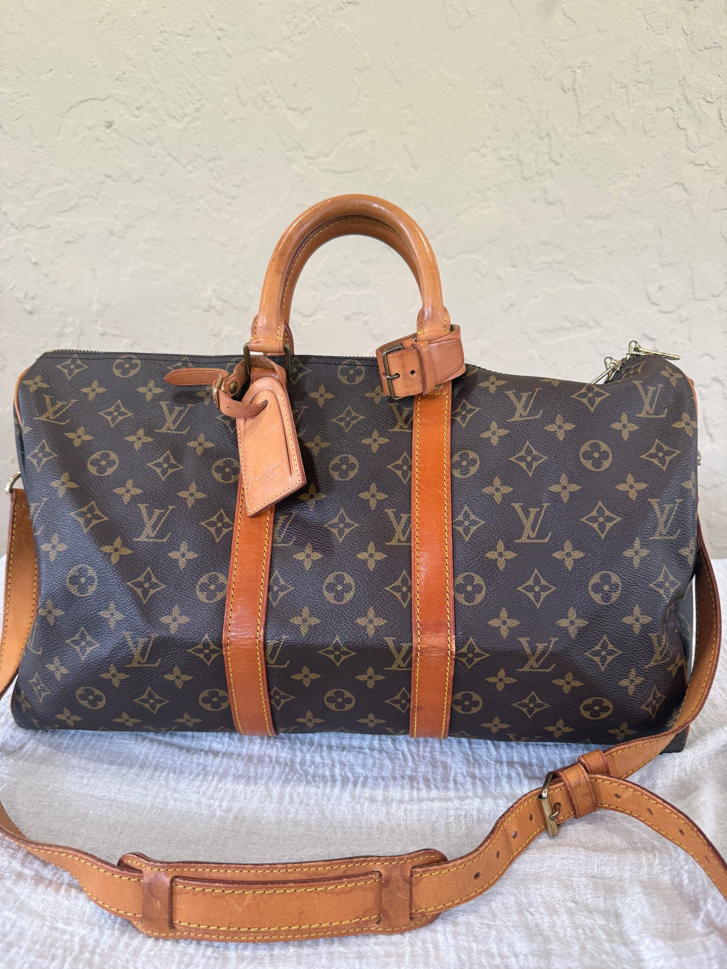 Louis Vuitton Vintage Monogram Keepall 45 cm Bandouliere Travel Bag with COA