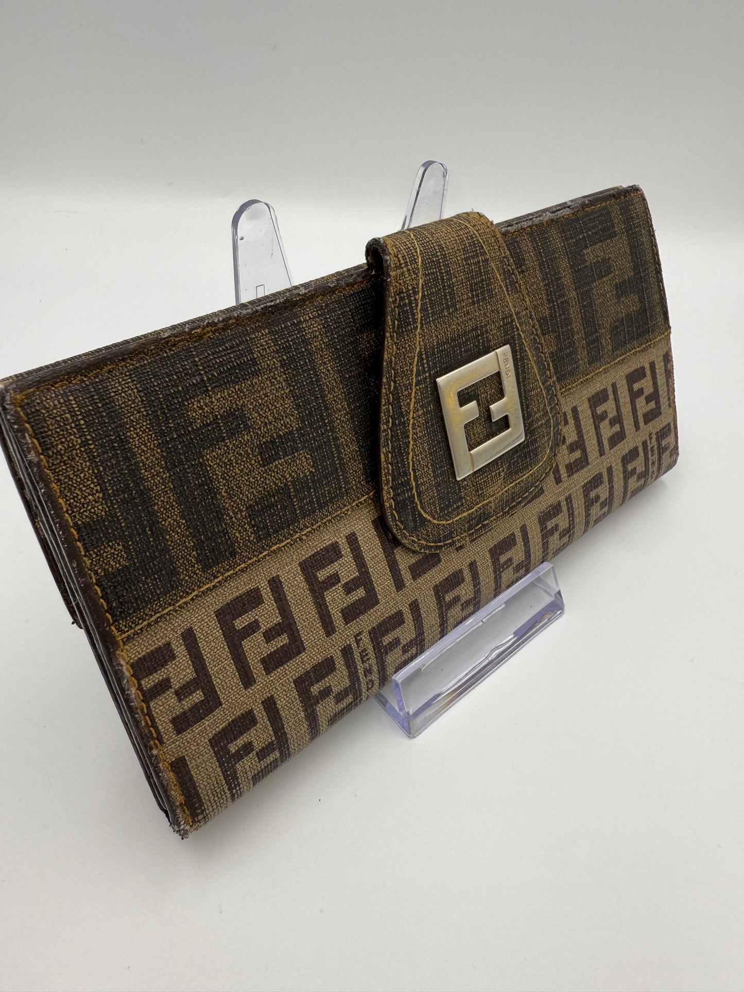 Fendi Brown Zucca Coated Canvas Long Wallet