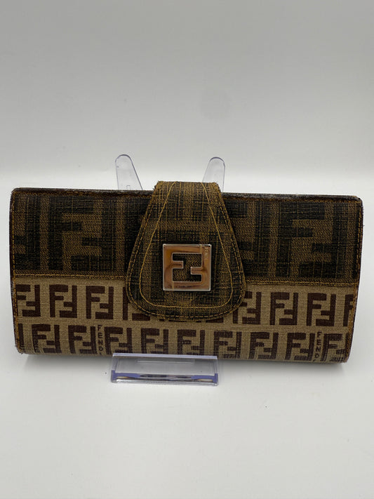 Fendi Brown Zucca Coated Canvas Long Wallet