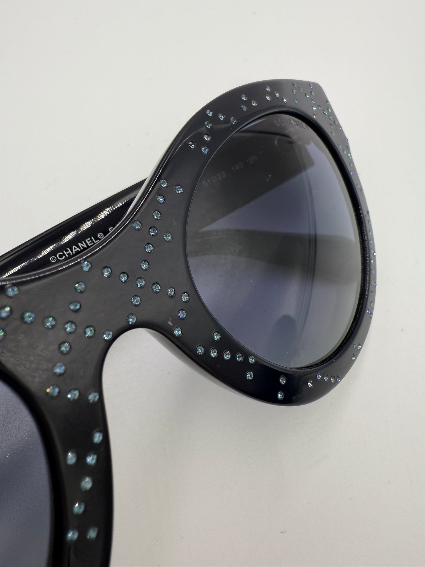 Chanel Swarovski Crystal Sunglasses With Case and CC Cloth