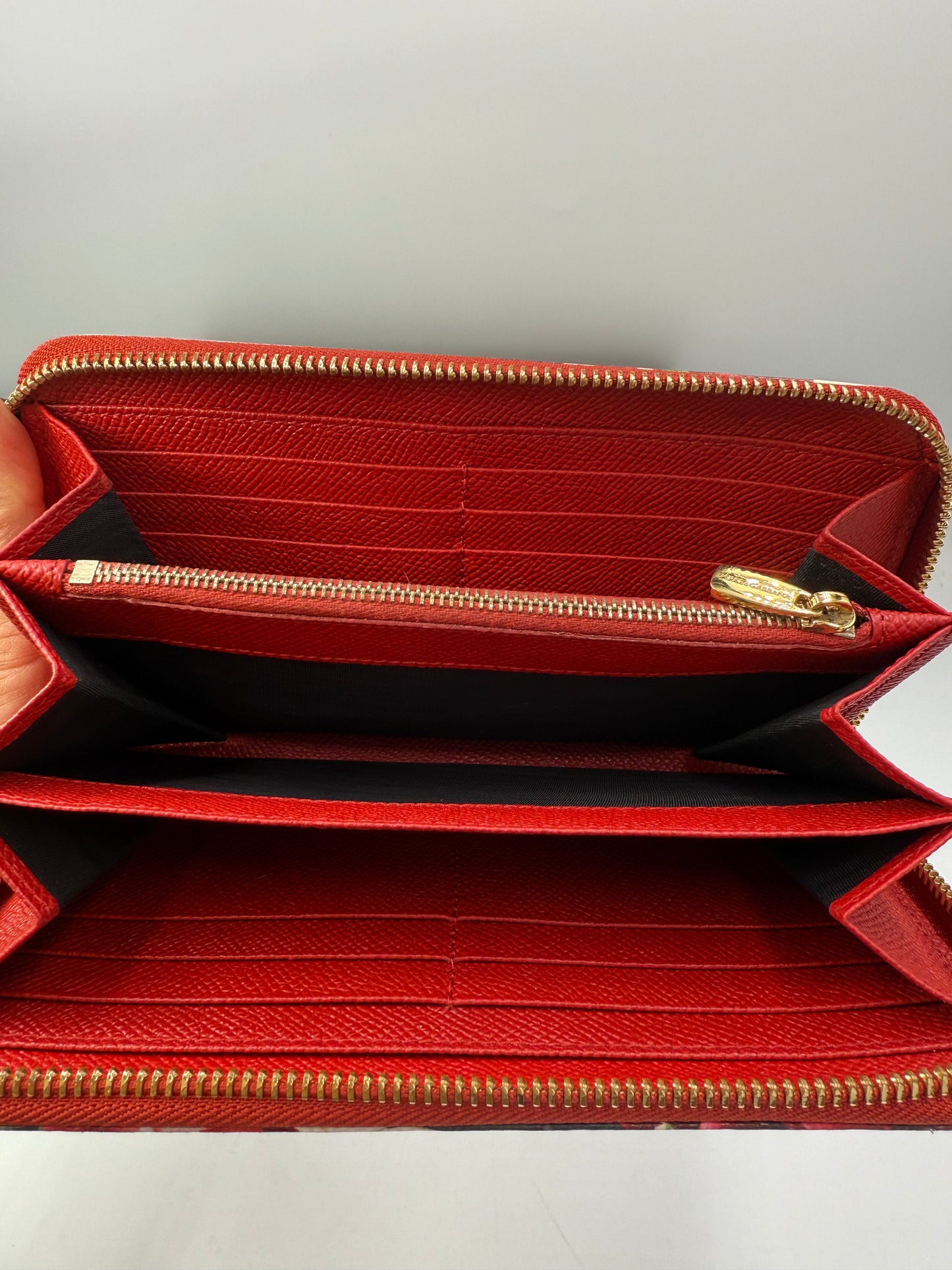 Dolce & Gabbana Rose Motif Leather Zippy Wallet Full Inclusion
