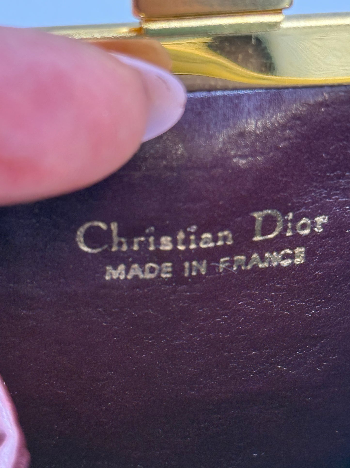 Christian Dior Burgundy Trotter Motif Kiss lock Coin Pouch