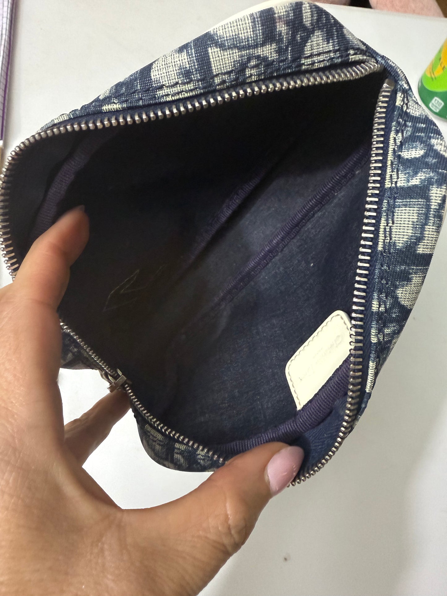 Christian Dior Blue Trotter Canvas Cosmetic Case