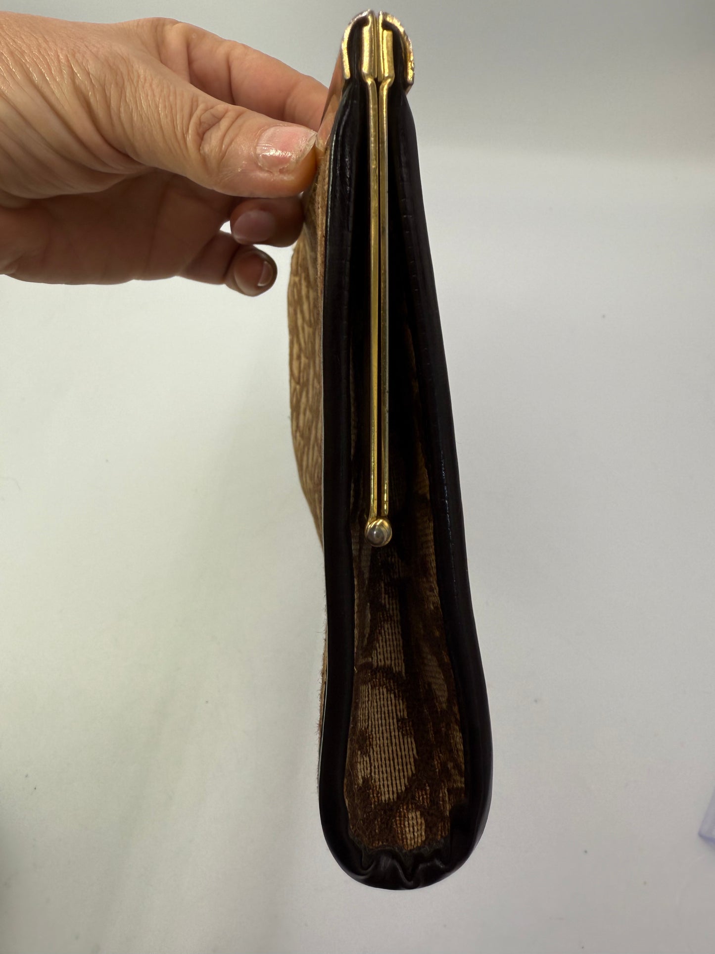 Christian Vintage Dior Beige Brown Trotter Clutch