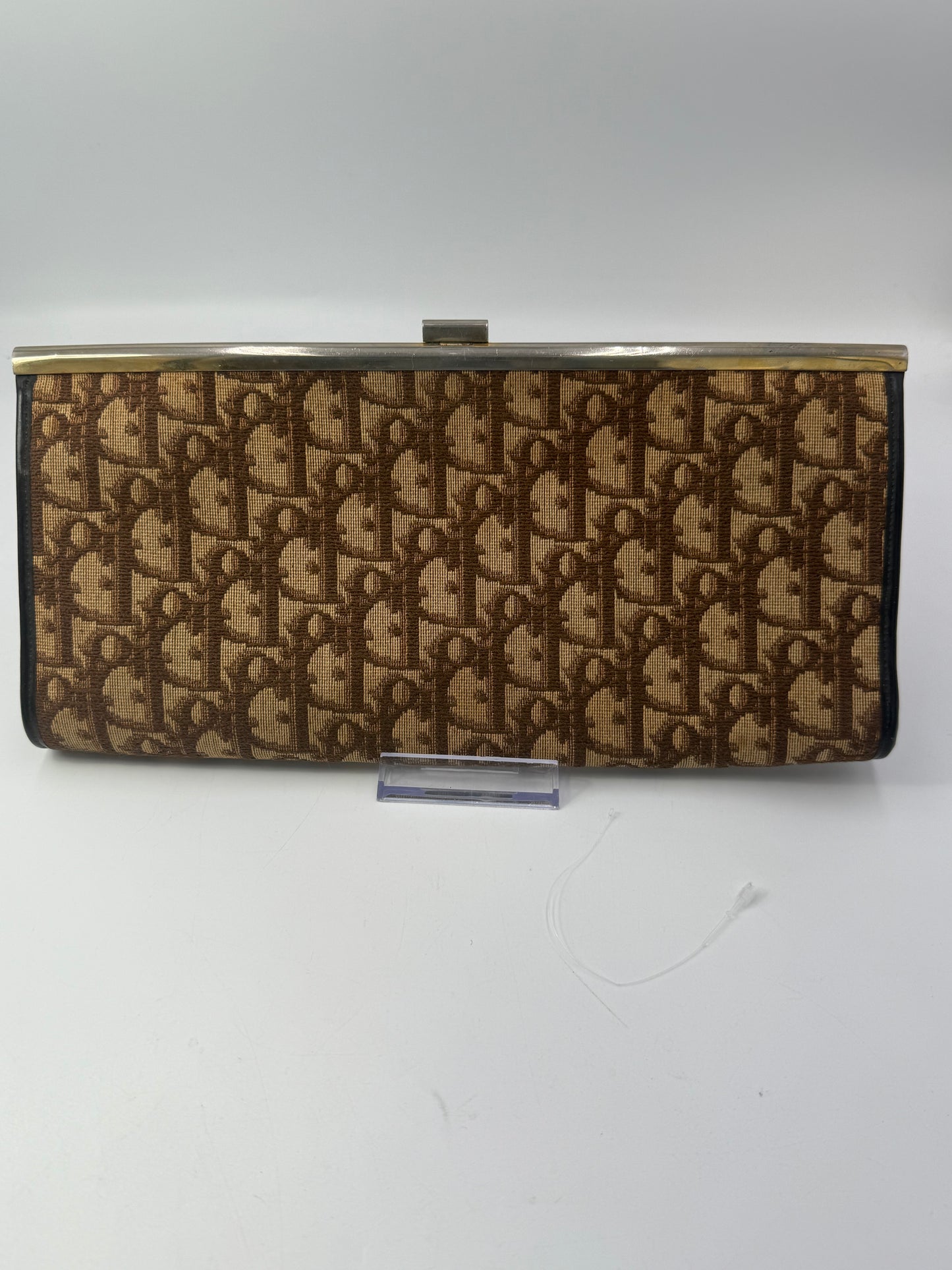 Christian Vintage Dior Beige Brown Trotter Clutch