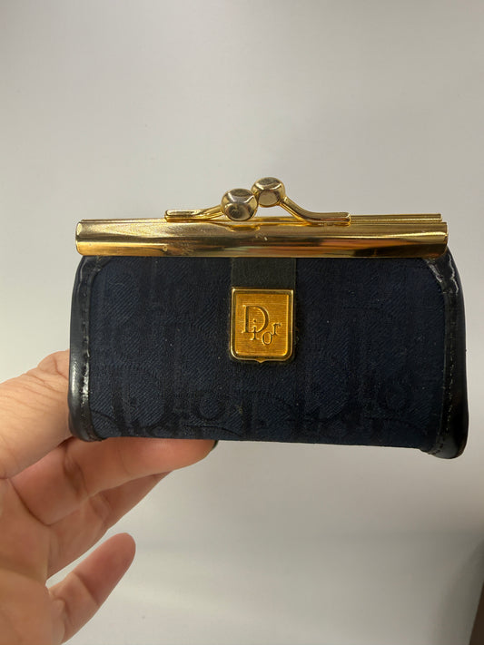 Christian Dior Vintage Navy Kisslock Coin Case