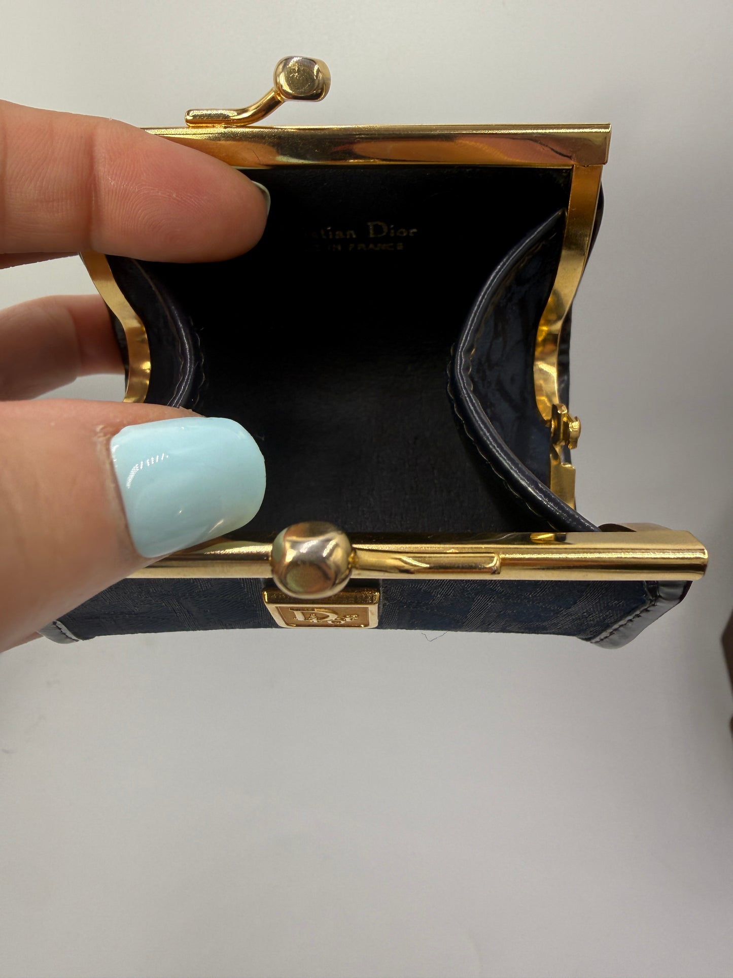 Christian Dior Vintage Navy Kisslock Coin Case