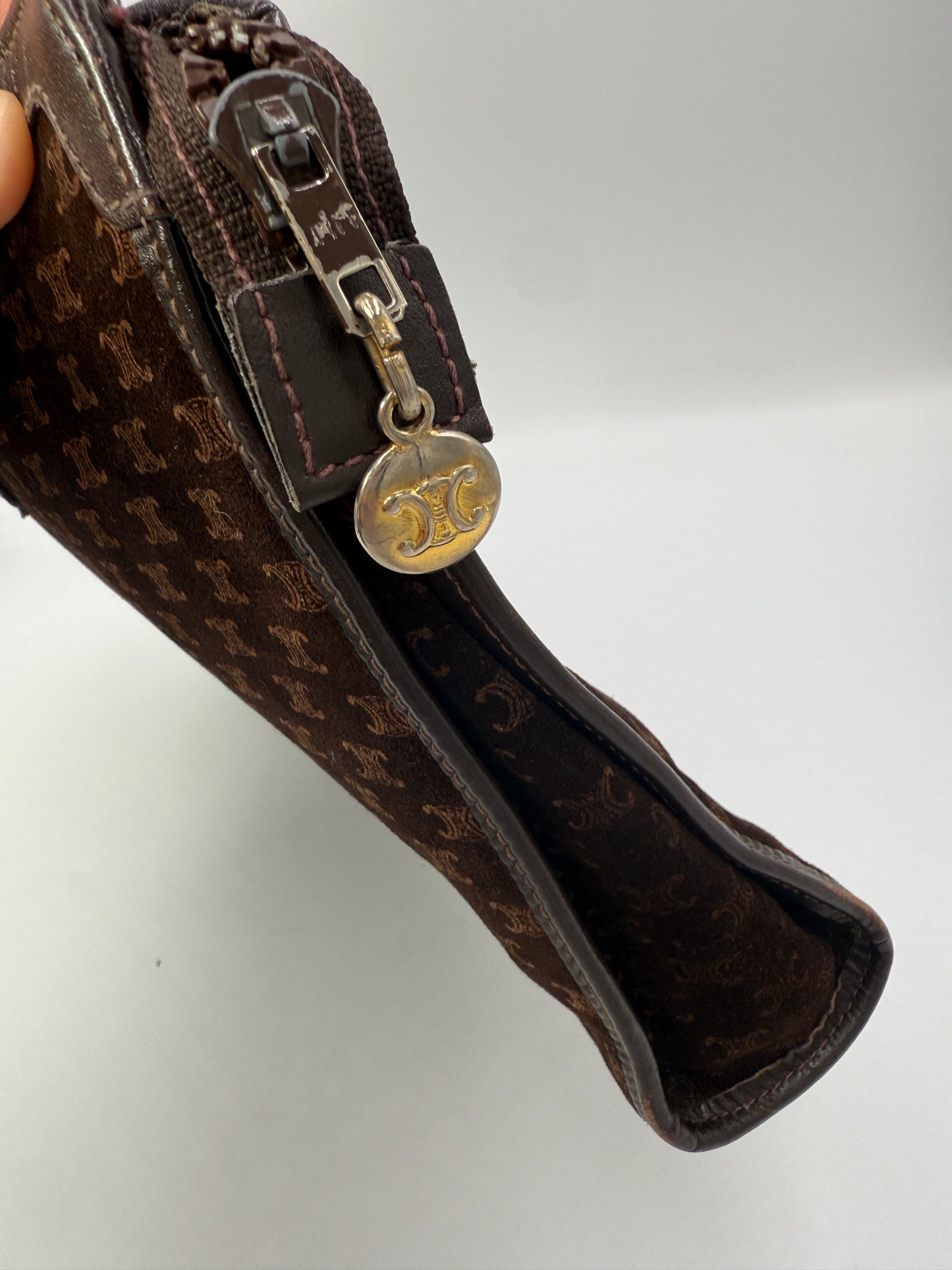 Celine Brown Suede Macadam Clutch