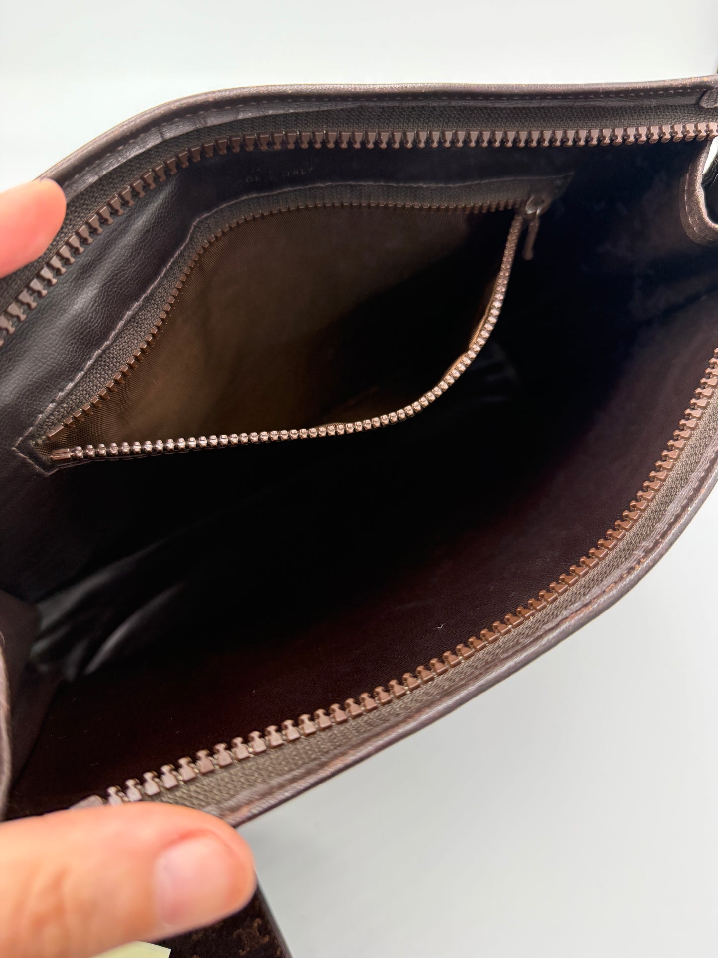 Celine Brown Suede Macadam Clutch