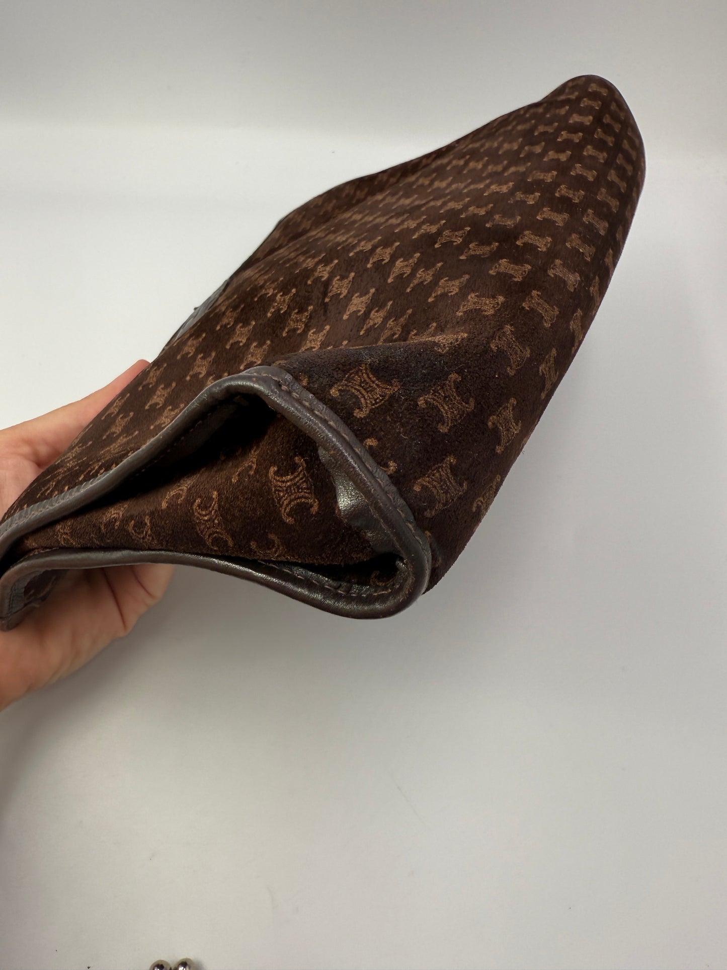 Celine Brown Suede Macadam Clutch