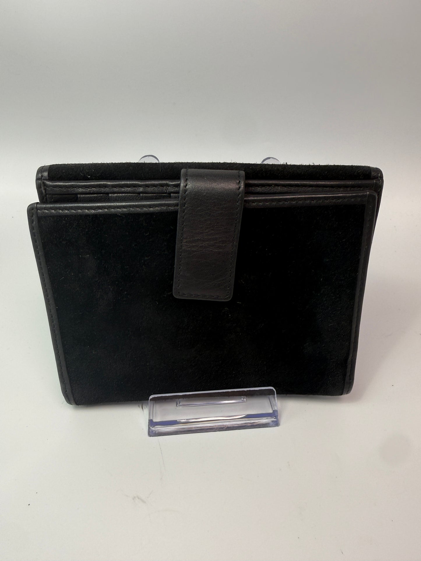 Loewe Black Suede and Leather Trifold Wallet Unisex