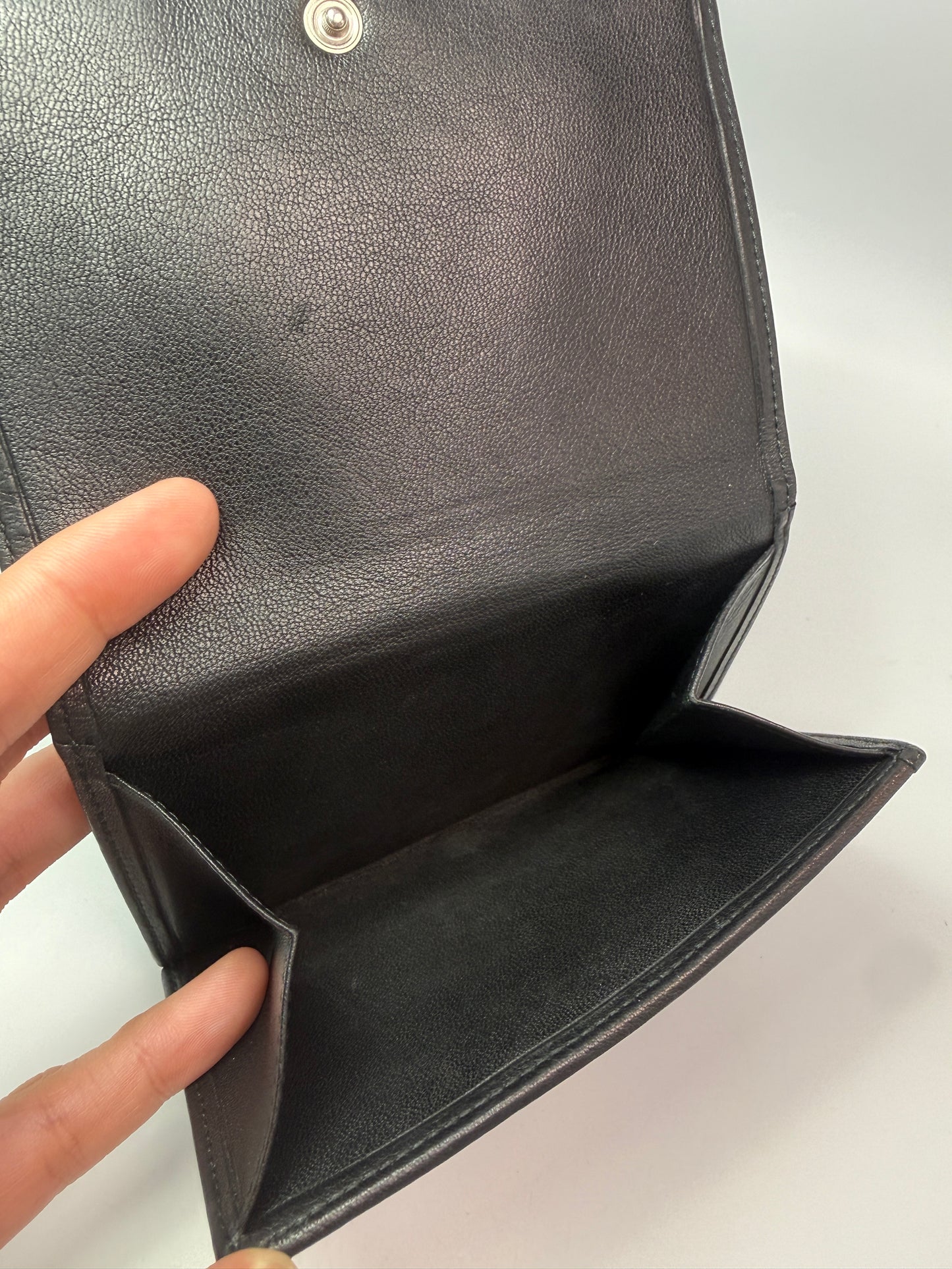 Loewe Black Suede and Leather Trifold Wallet Unisex