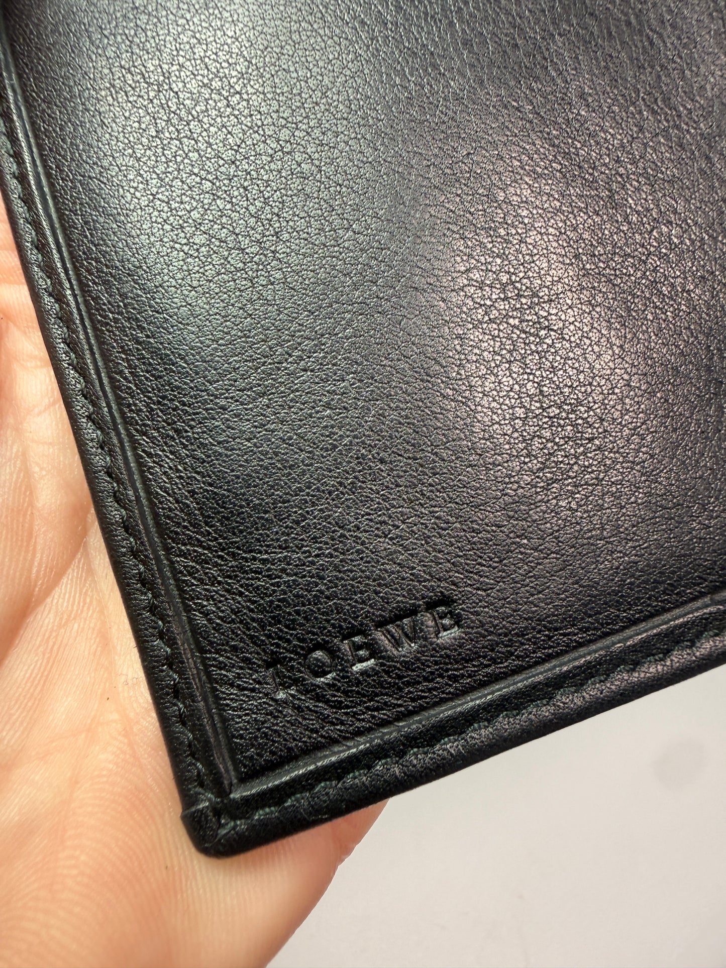Loewe Black Suede and Leather Trifold Wallet Unisex