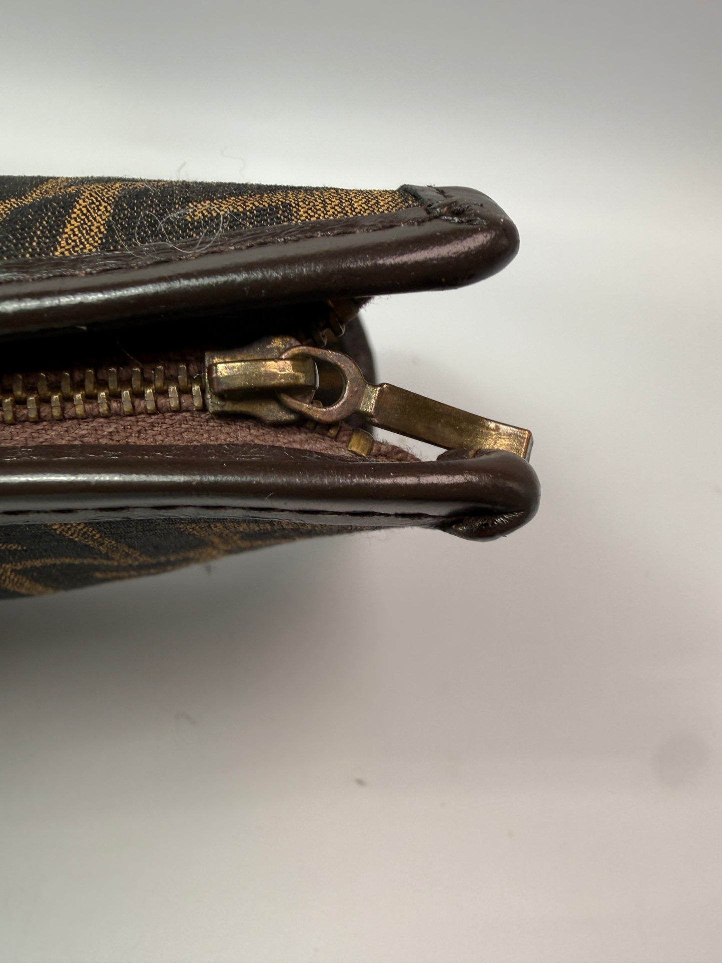 Fendi Zucca Canvas Toiletry Pouch Zippered Clutch