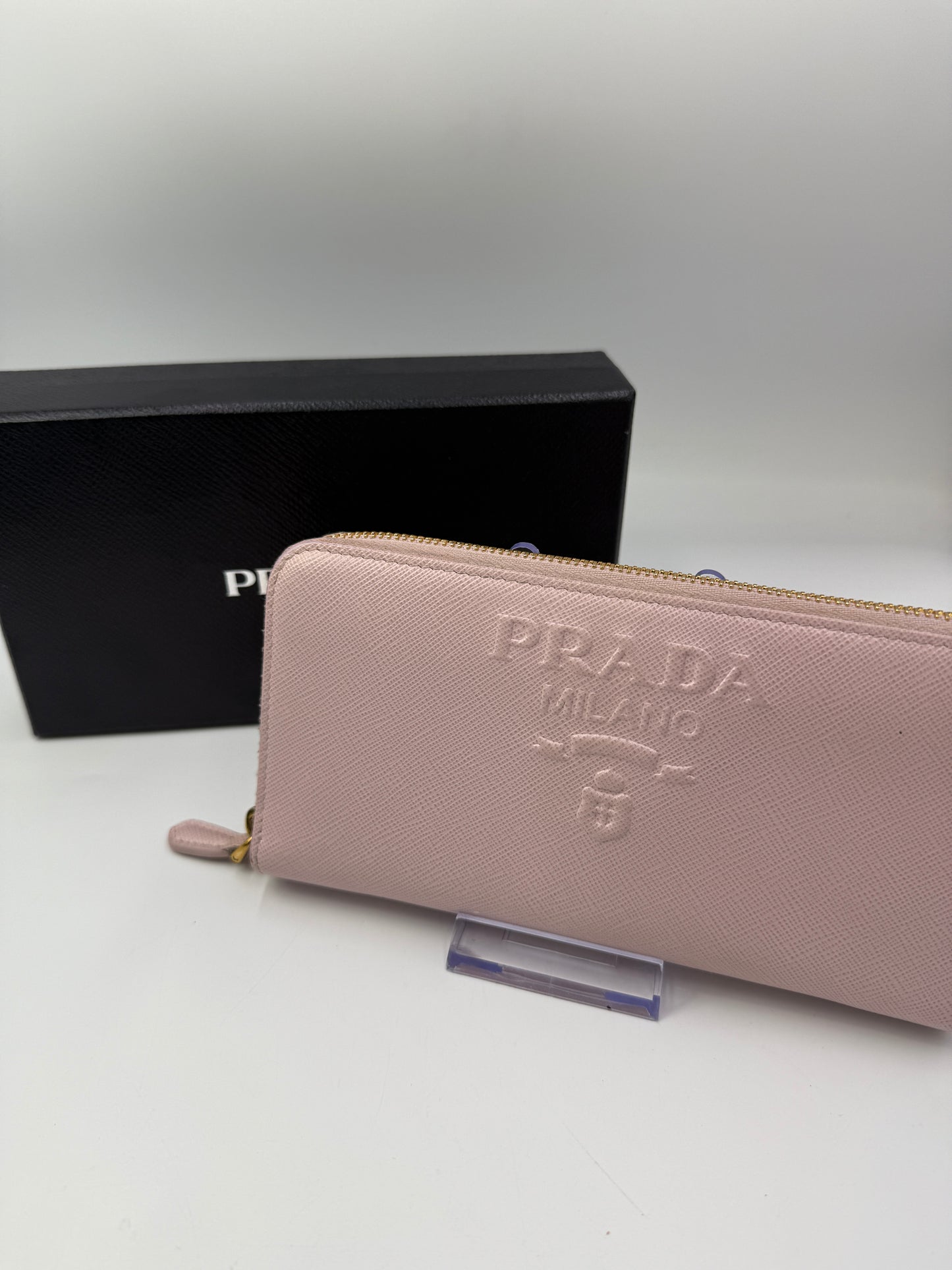Prada Pink Saffiano Leather Zippy Wallet