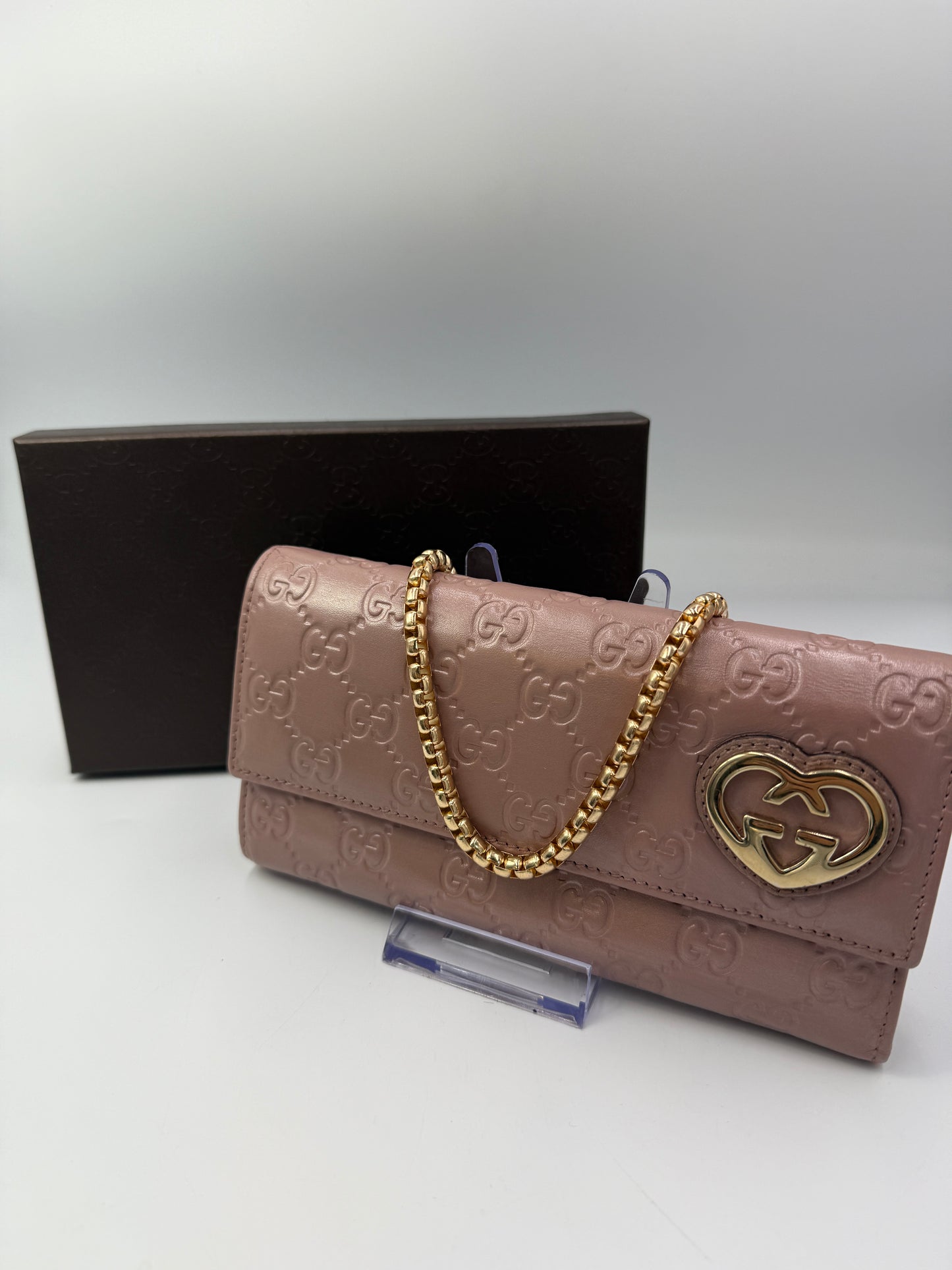 Gucci Guccissima Pearl Pink Flap Wallet