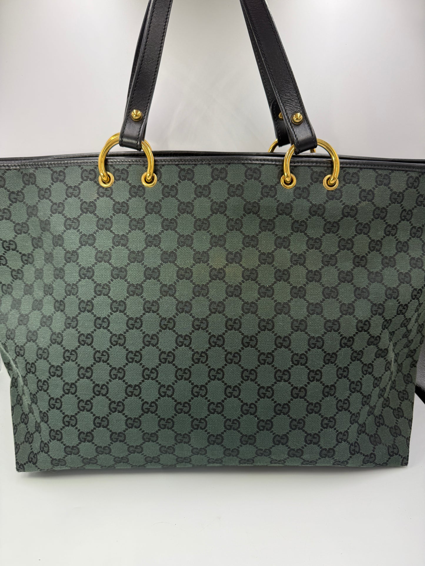 Gucci Guccissima Green And Black Canvas Tote Bag