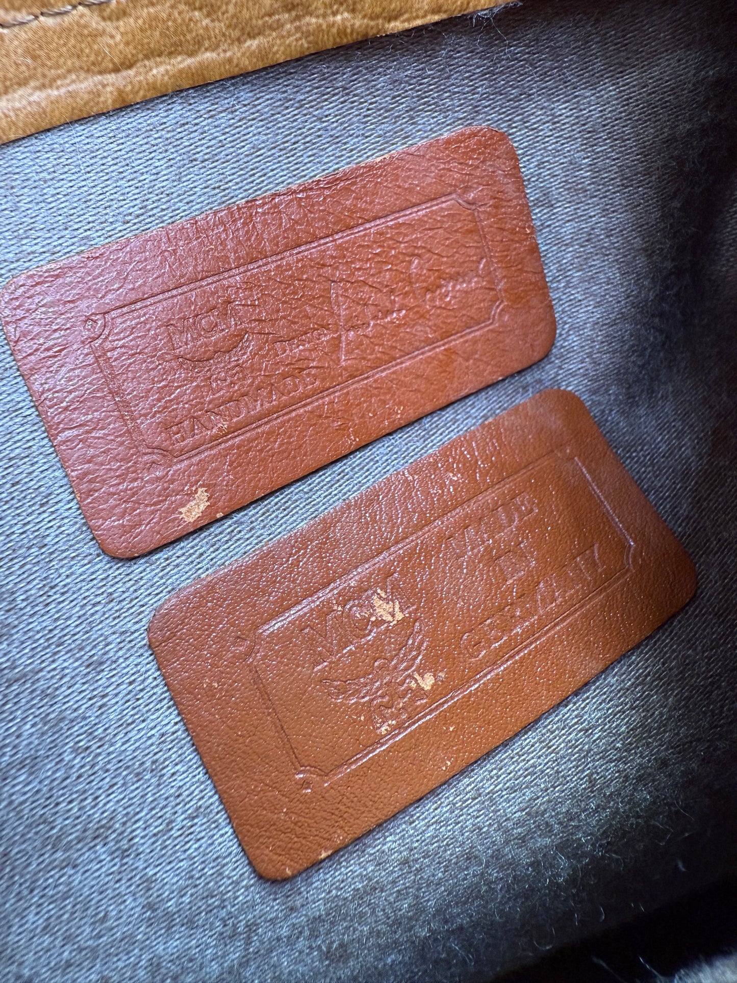 MCM Cognac Coated Canvas Visetos Backpack