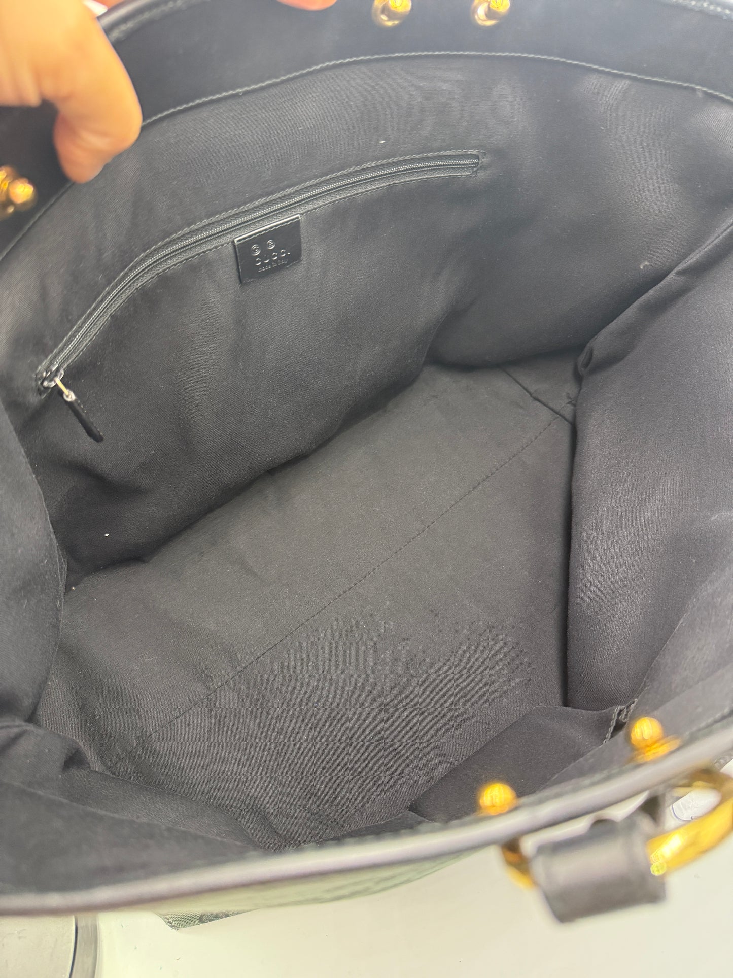Gucci Guccissima Green And Black Canvas Tote Bag