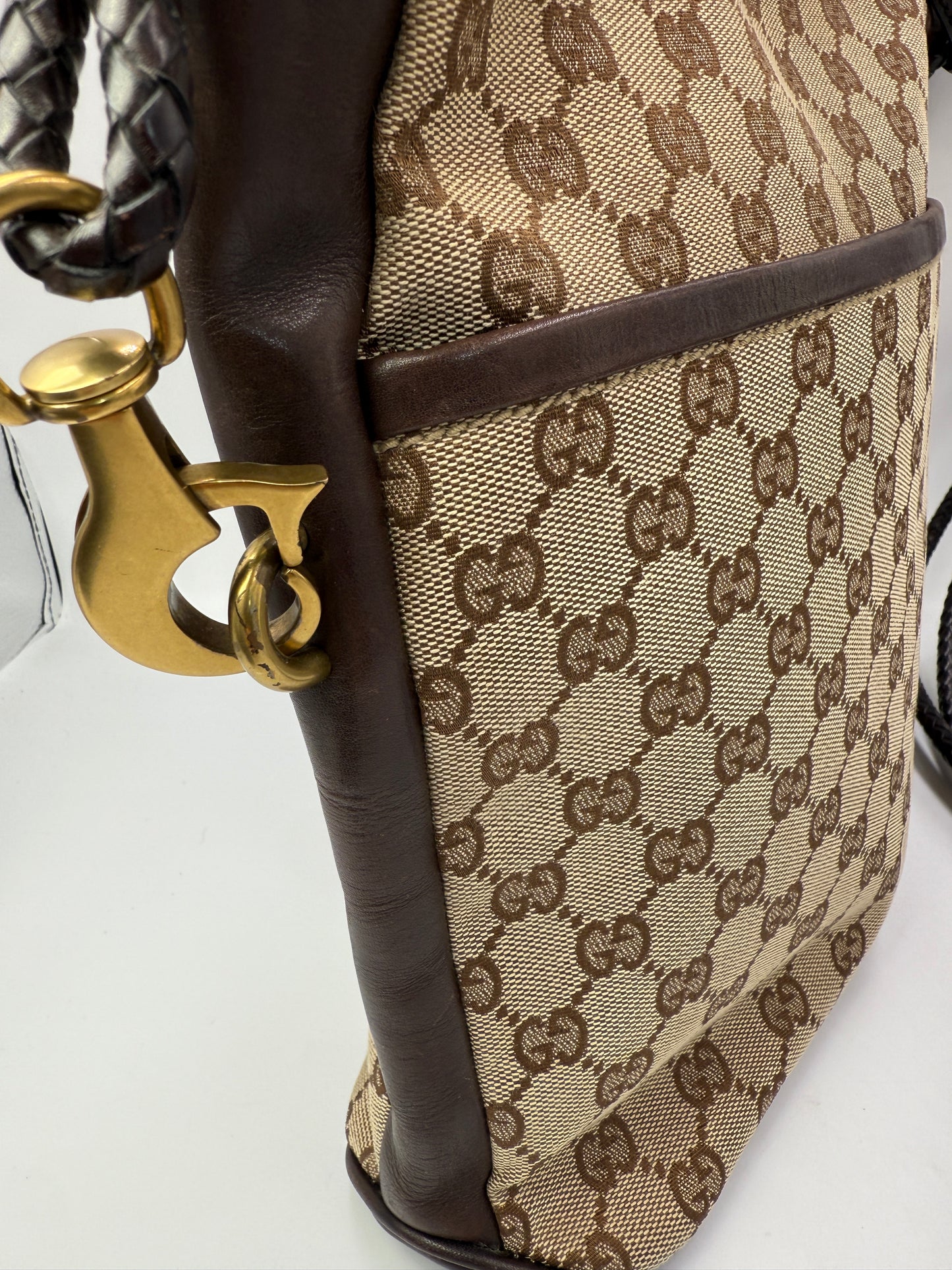 Gucci Guccissima Tan And Brown Crossbody Bag.