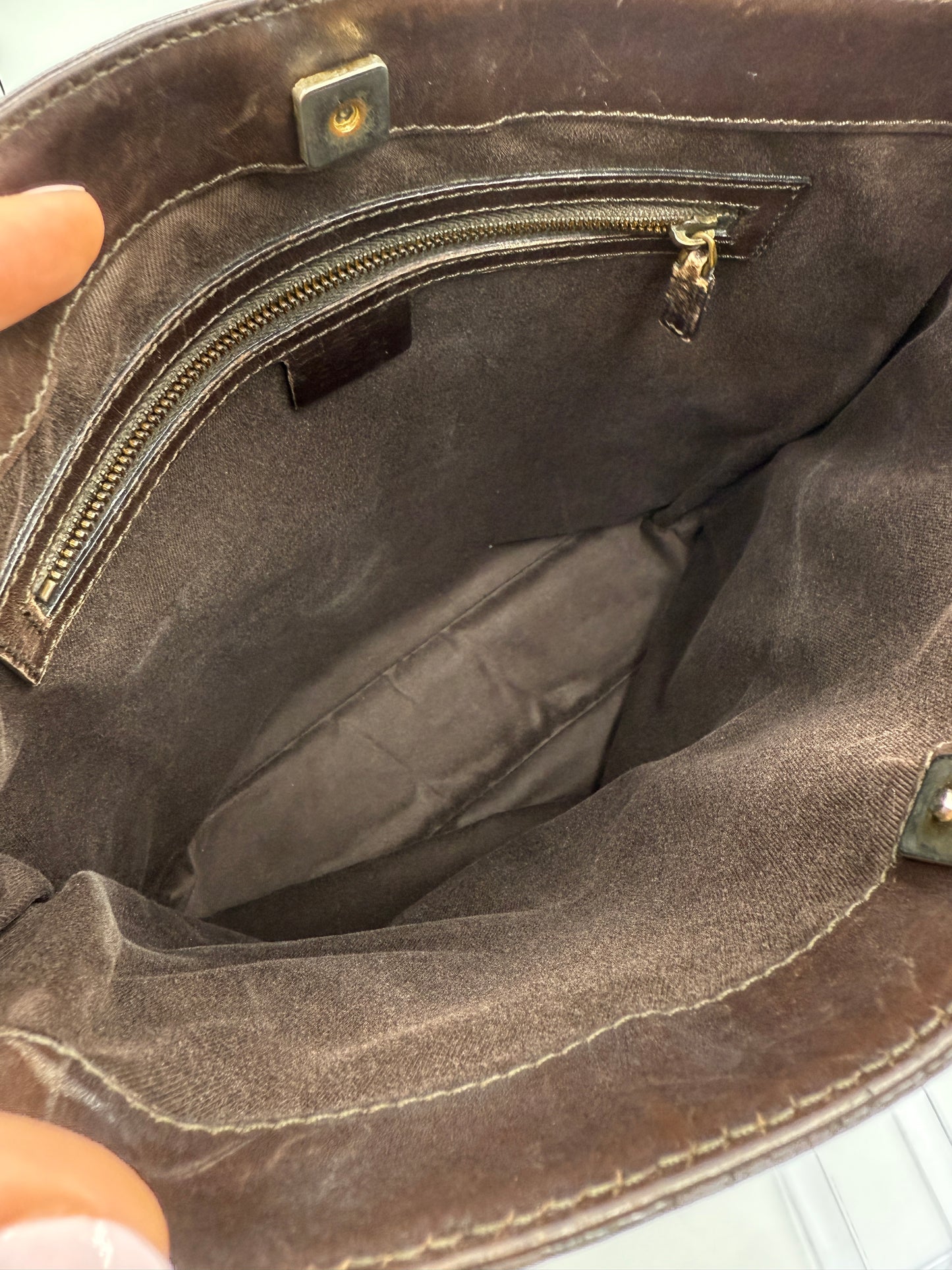 Gucci Guccissima Tan And Brown Crossbody Bag.