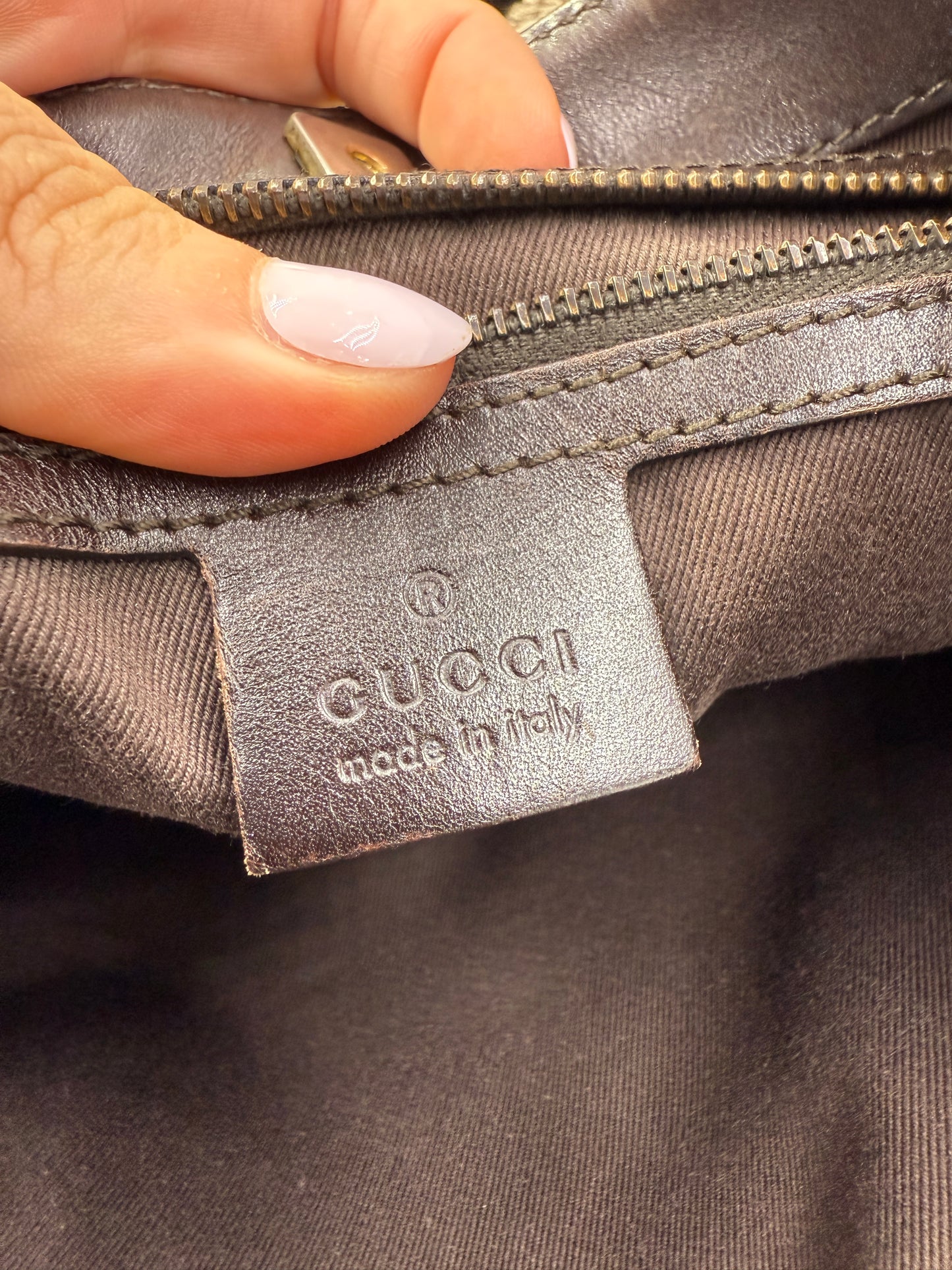 Gucci Guccissima Tan And Brown Crossbody Bag.