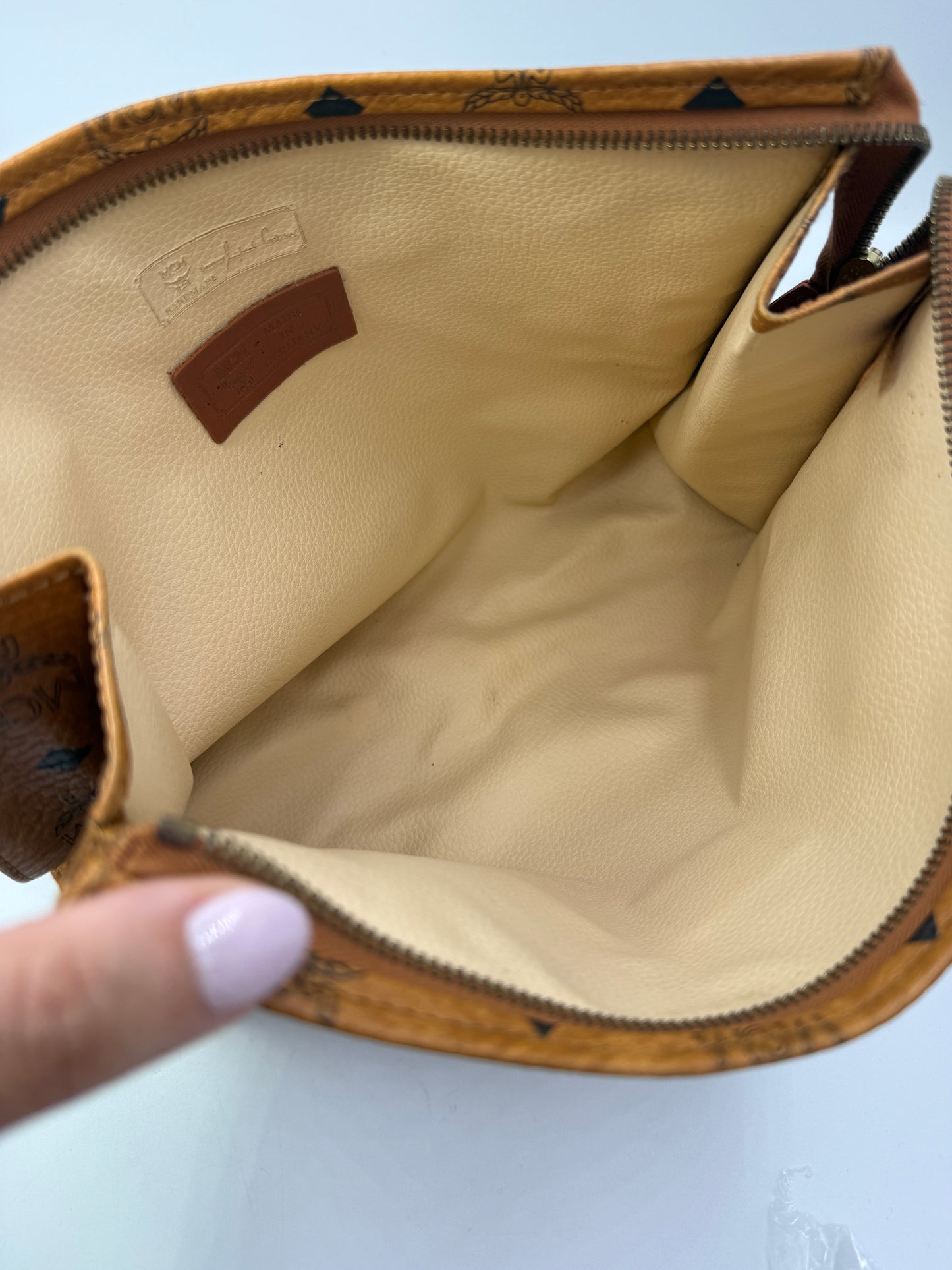 MCM Coated Canvas Cognac Visetos Toiletry 29 cm
