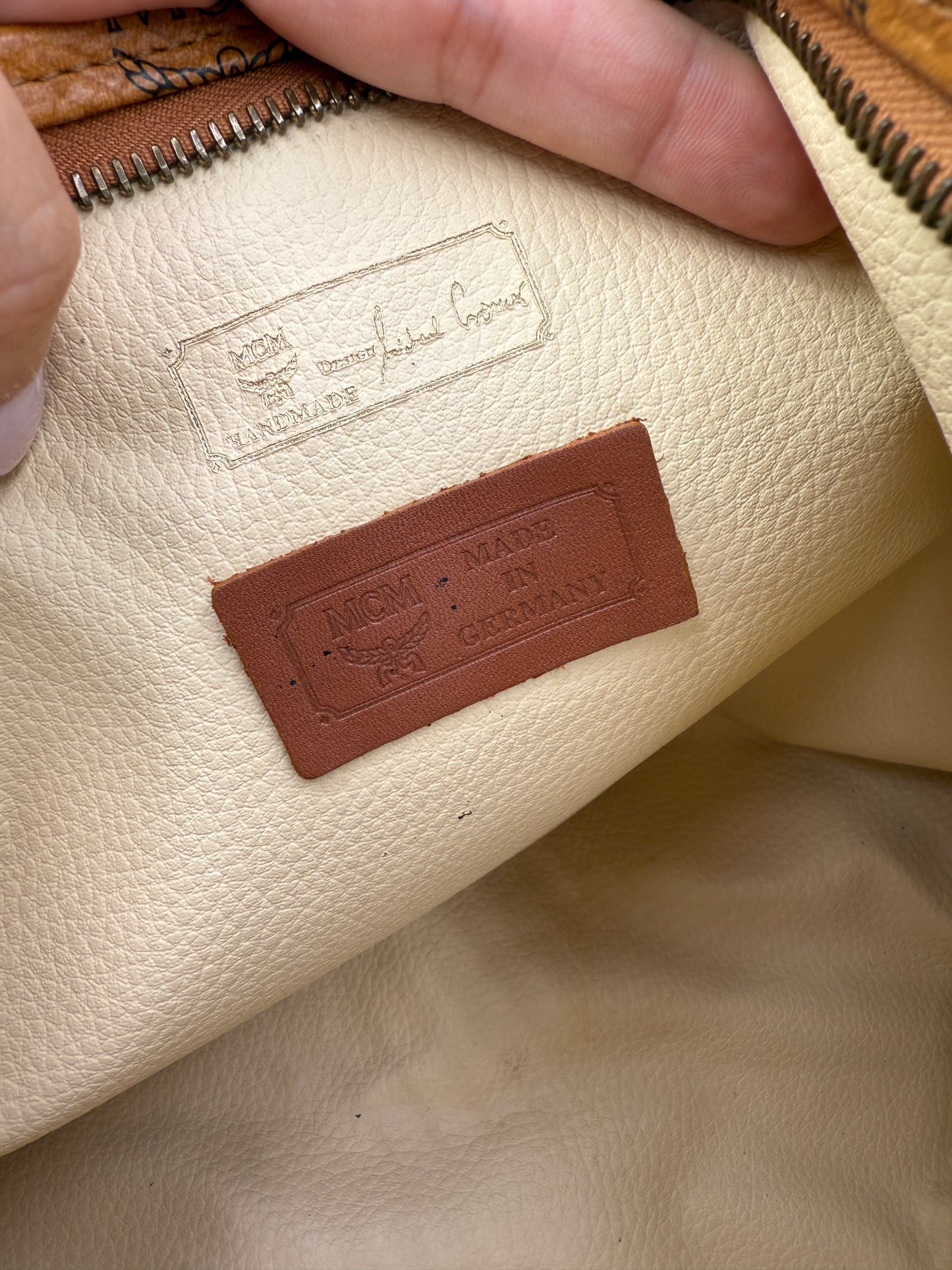 MCM Coated Canvas Cognac Visetos Toiletry 29 cm