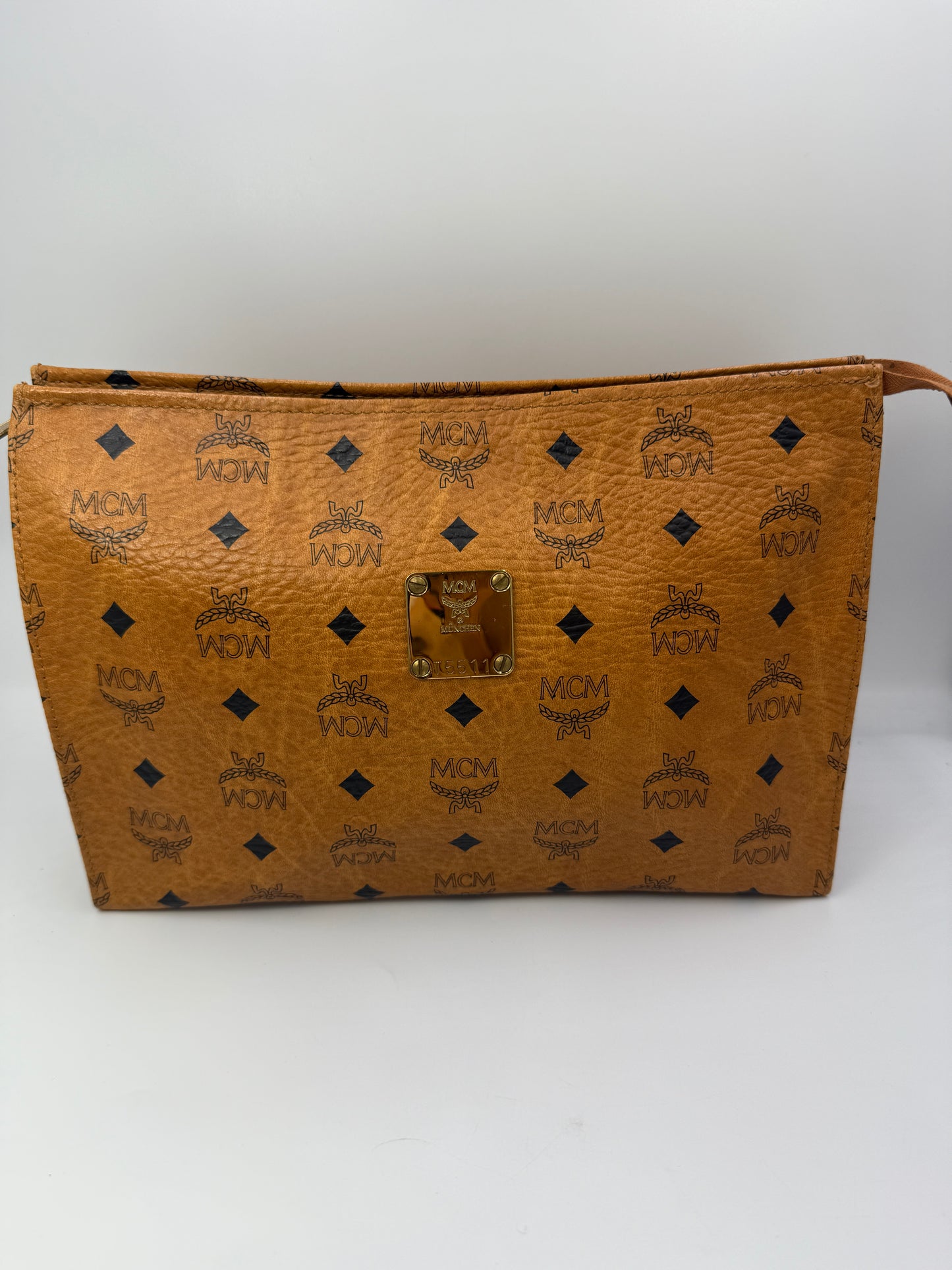 MCM Coated Canvas Cognac Visetos Toiletry 29 cm