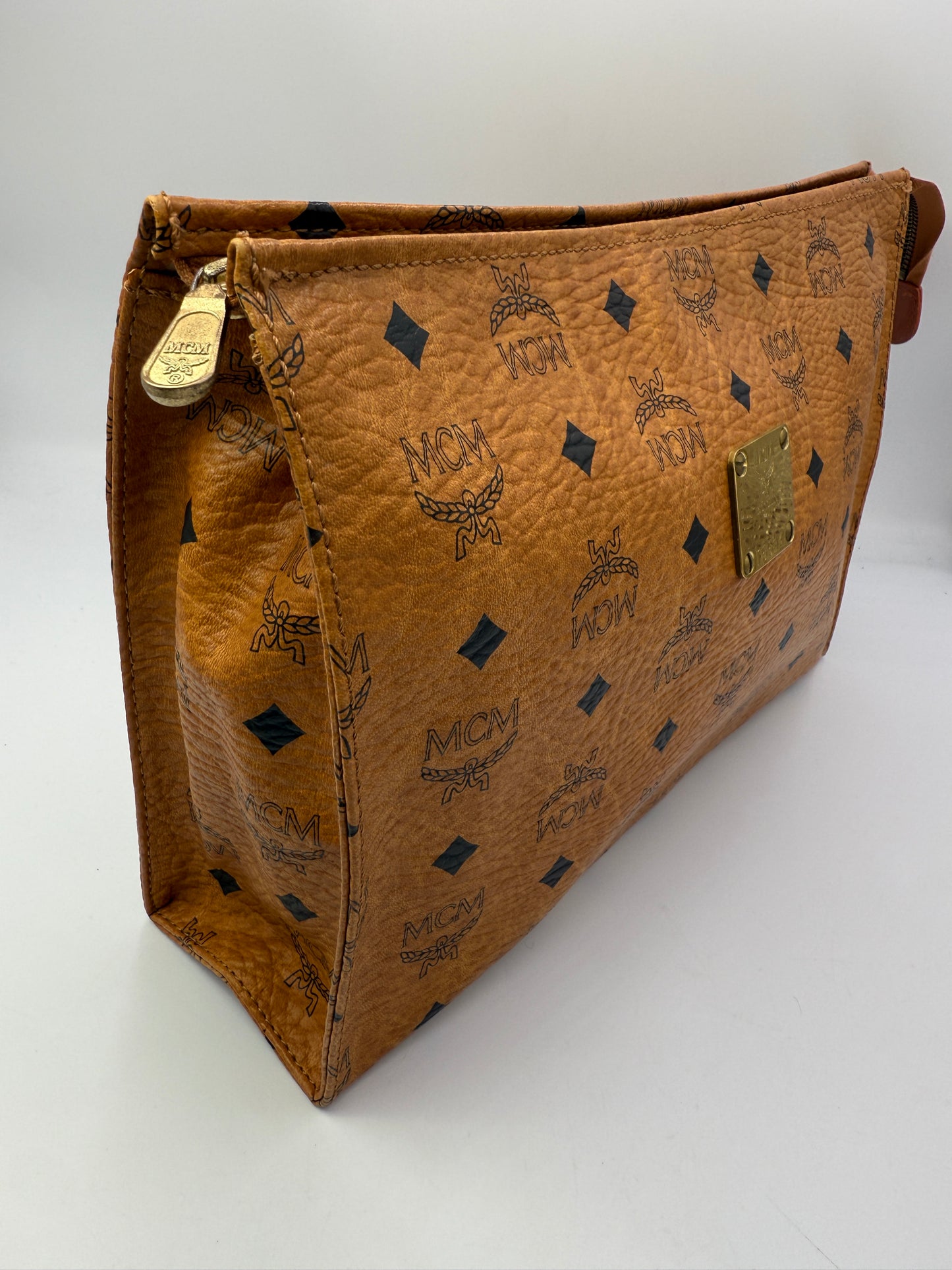 MCM Coated Canvas Cognac Visetos Toiletry 29 cm