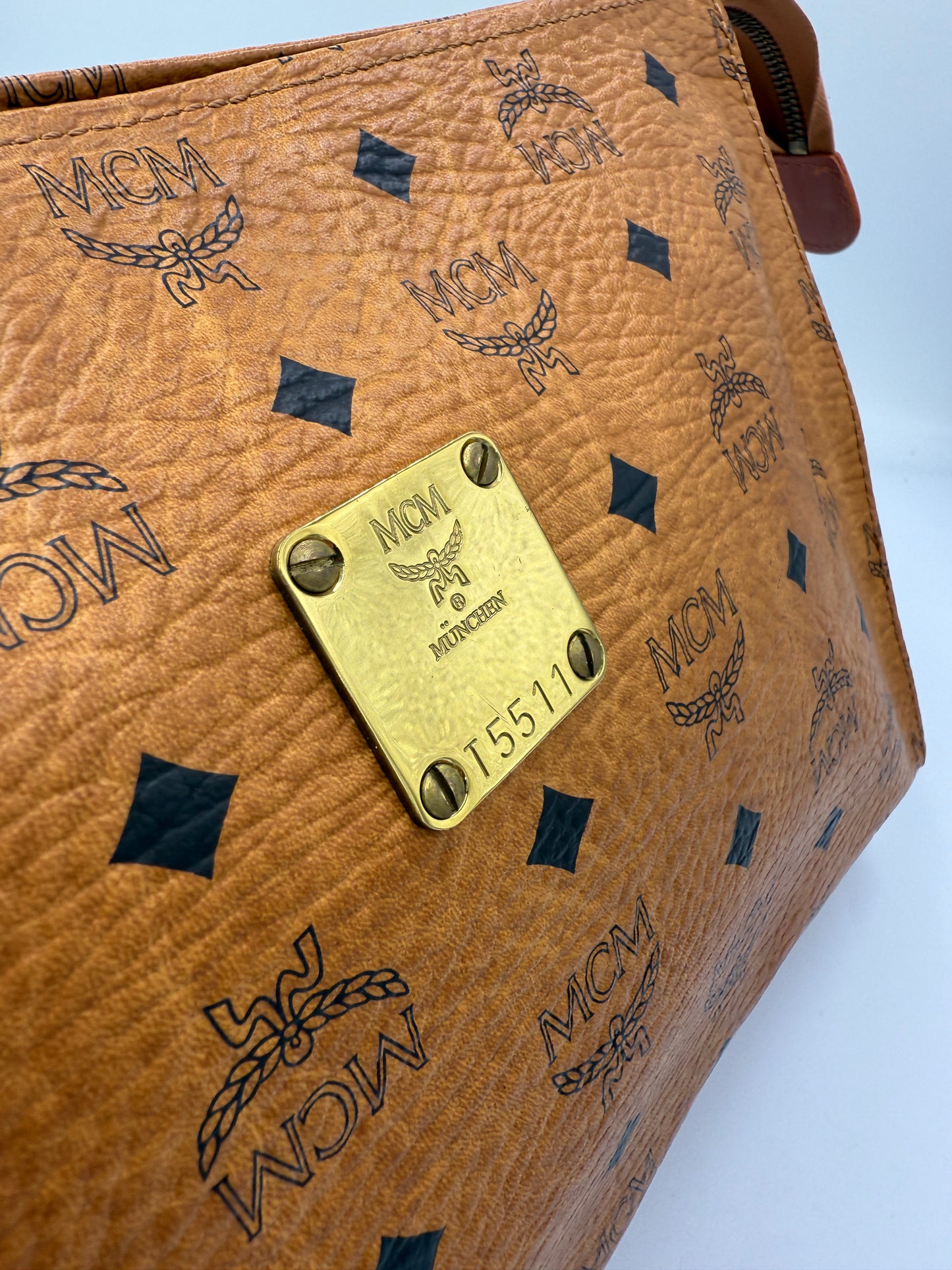 MCM Coated Canvas Cognac Visetos Toiletry 29 cm