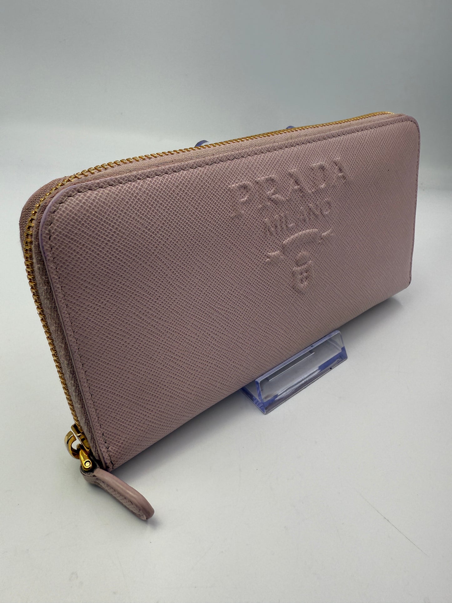 Prada Pink Saffiano Leather Zippy Wallet