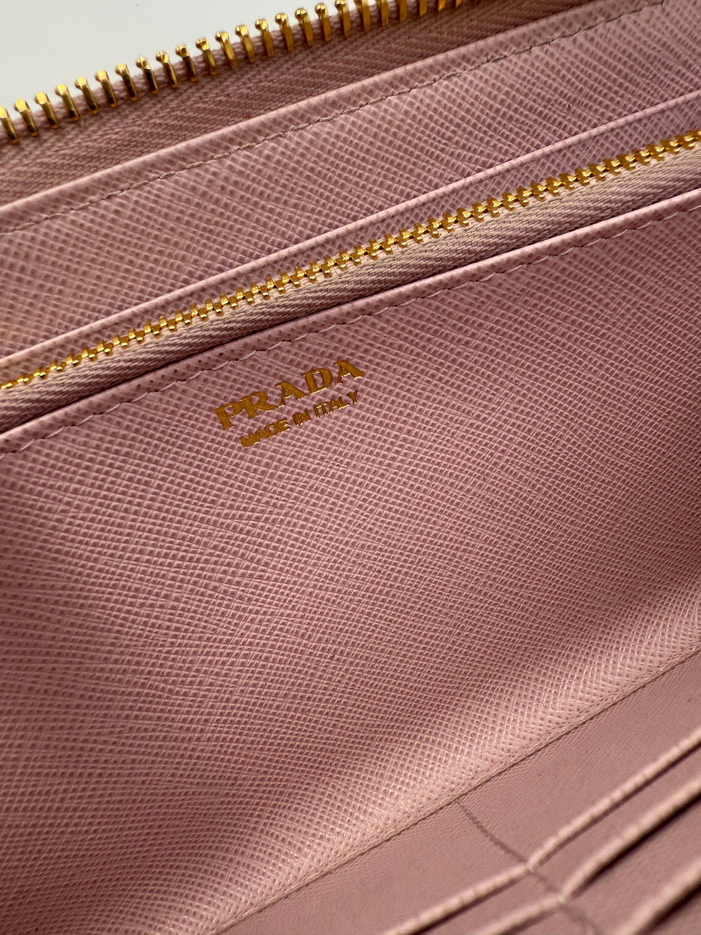 Prada Pink Saffiano Leather Zippy Wallet