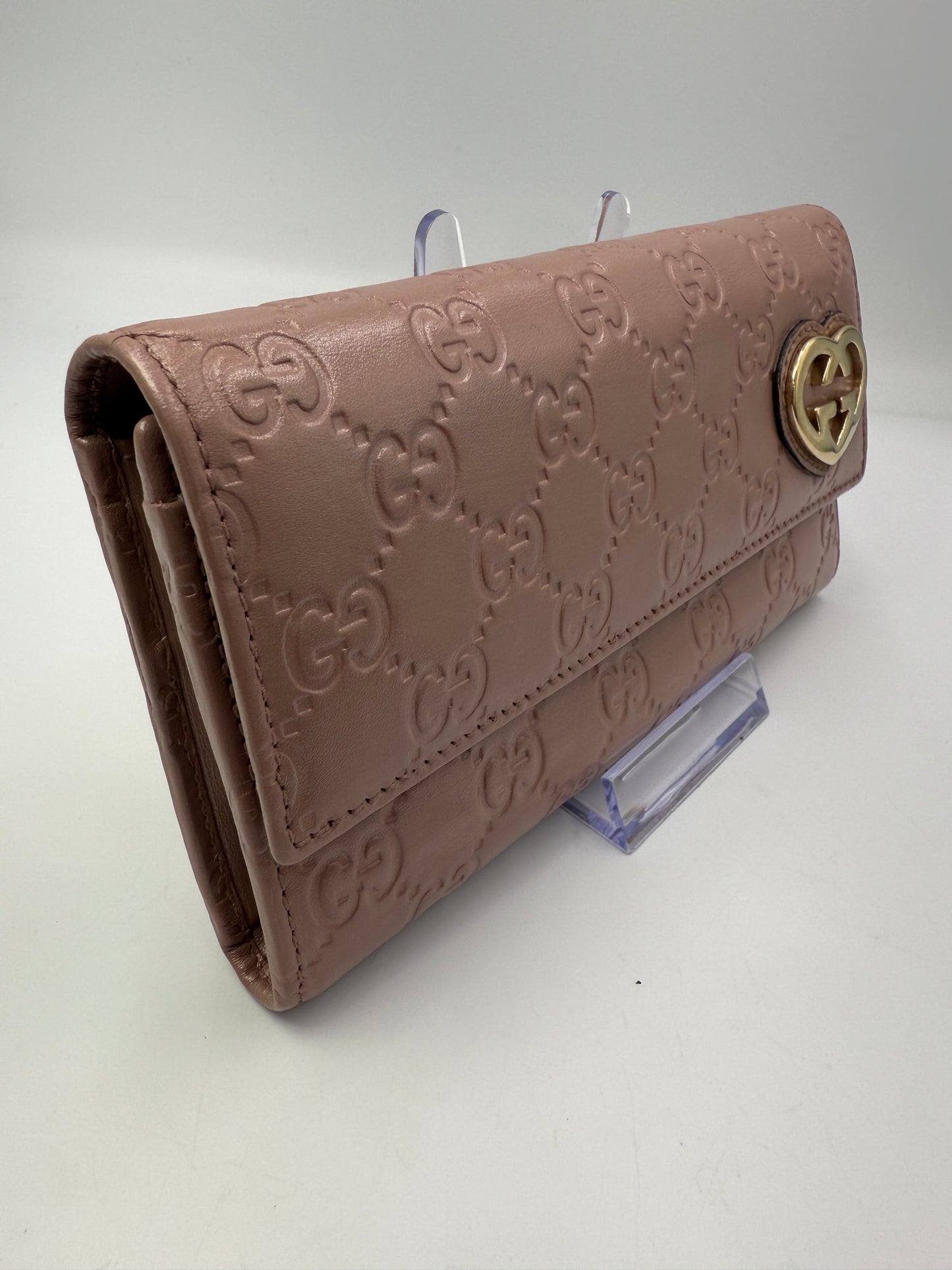 Gucci Guccissima Pearl Pink Flap Wallet