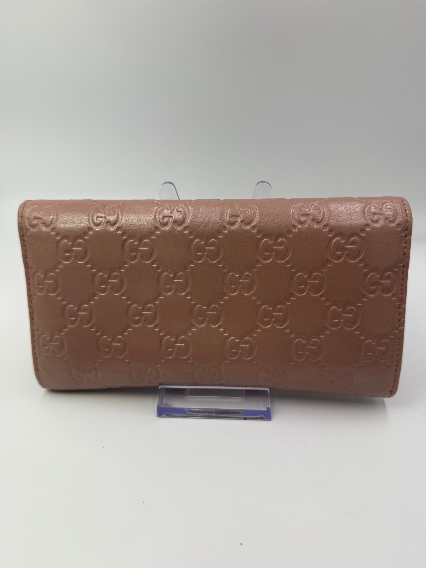 Gucci Guccissima Pearl Pink Flap Wallet