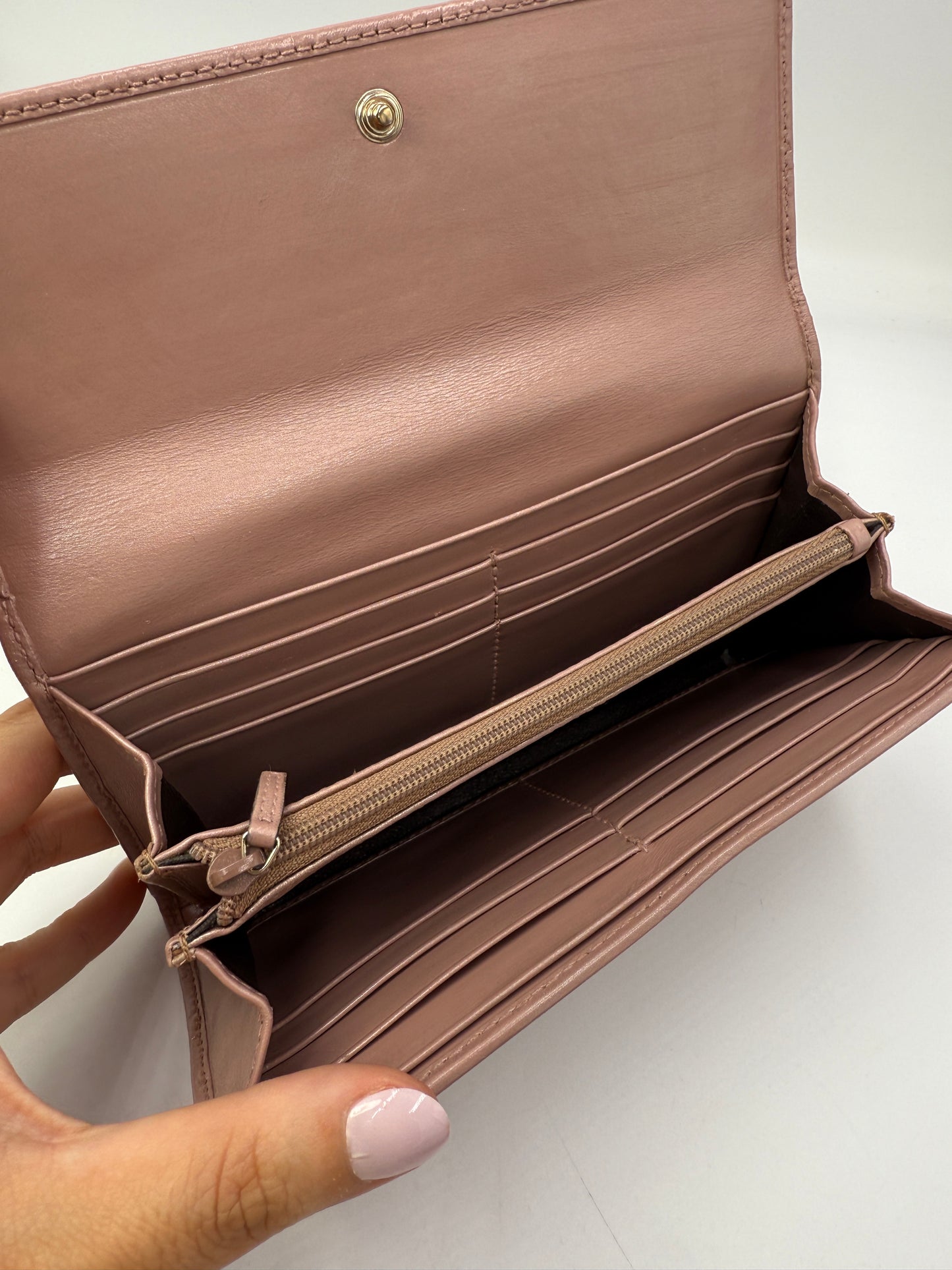 Gucci Guccissima Pearl Pink Flap Wallet