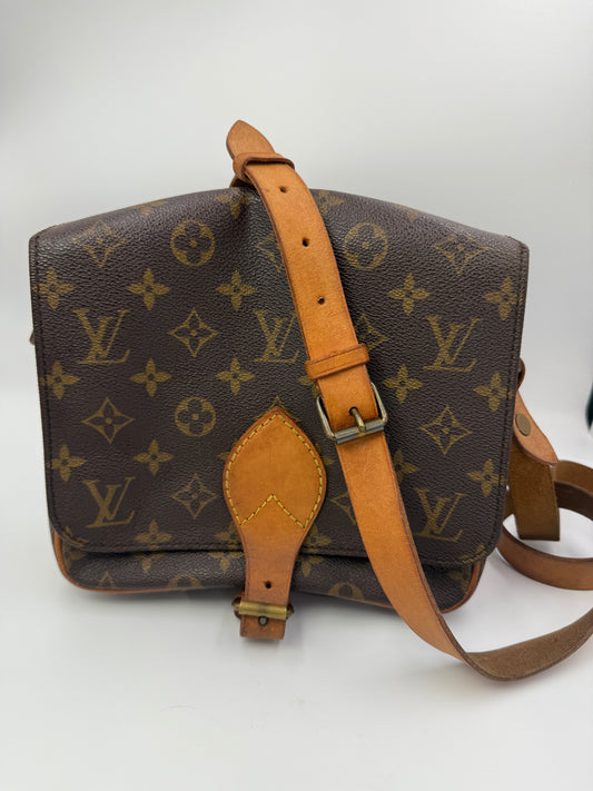Louis Vuitton Monogram Cartouchiere MM Crossbody Shoulder Bag 884SL