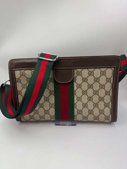 Gucci Supreme Coated Canvas Sherry Line Toiletry Pouch
