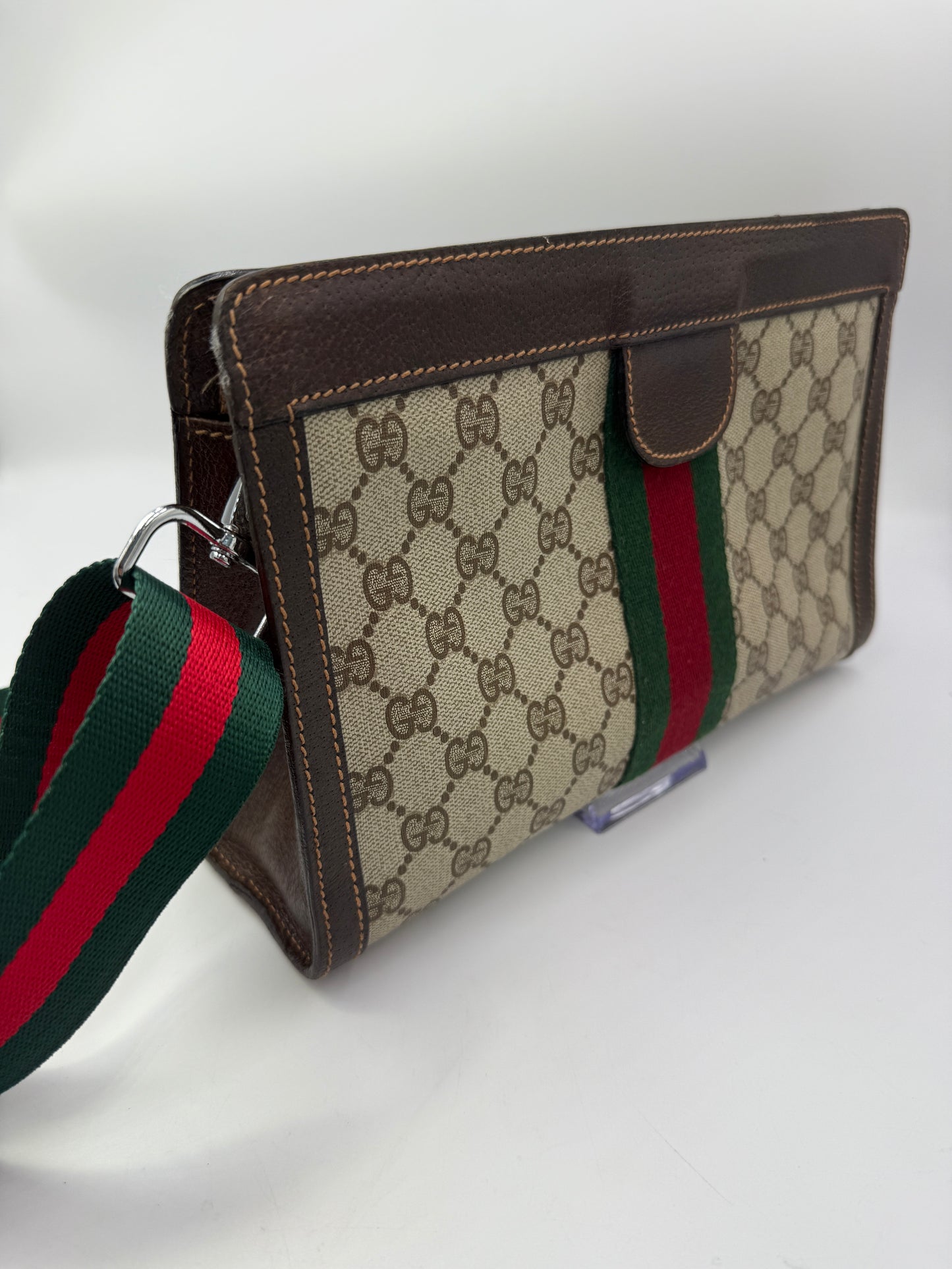 Gucci Supreme Coated Canvas Sherry Line Toiletry Pouch