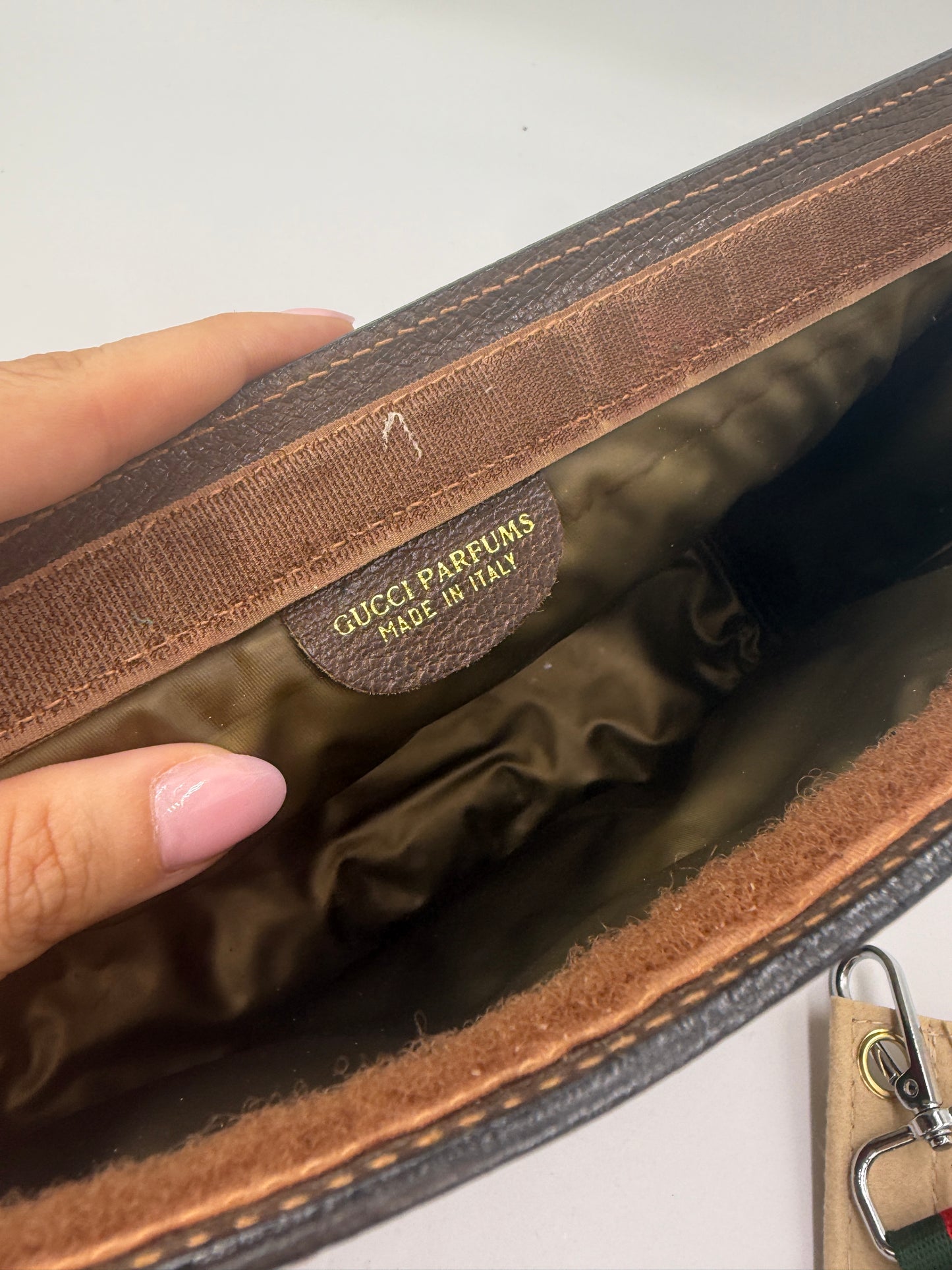 Gucci Supreme Coated Canvas Sherry Line Toiletry Pouch