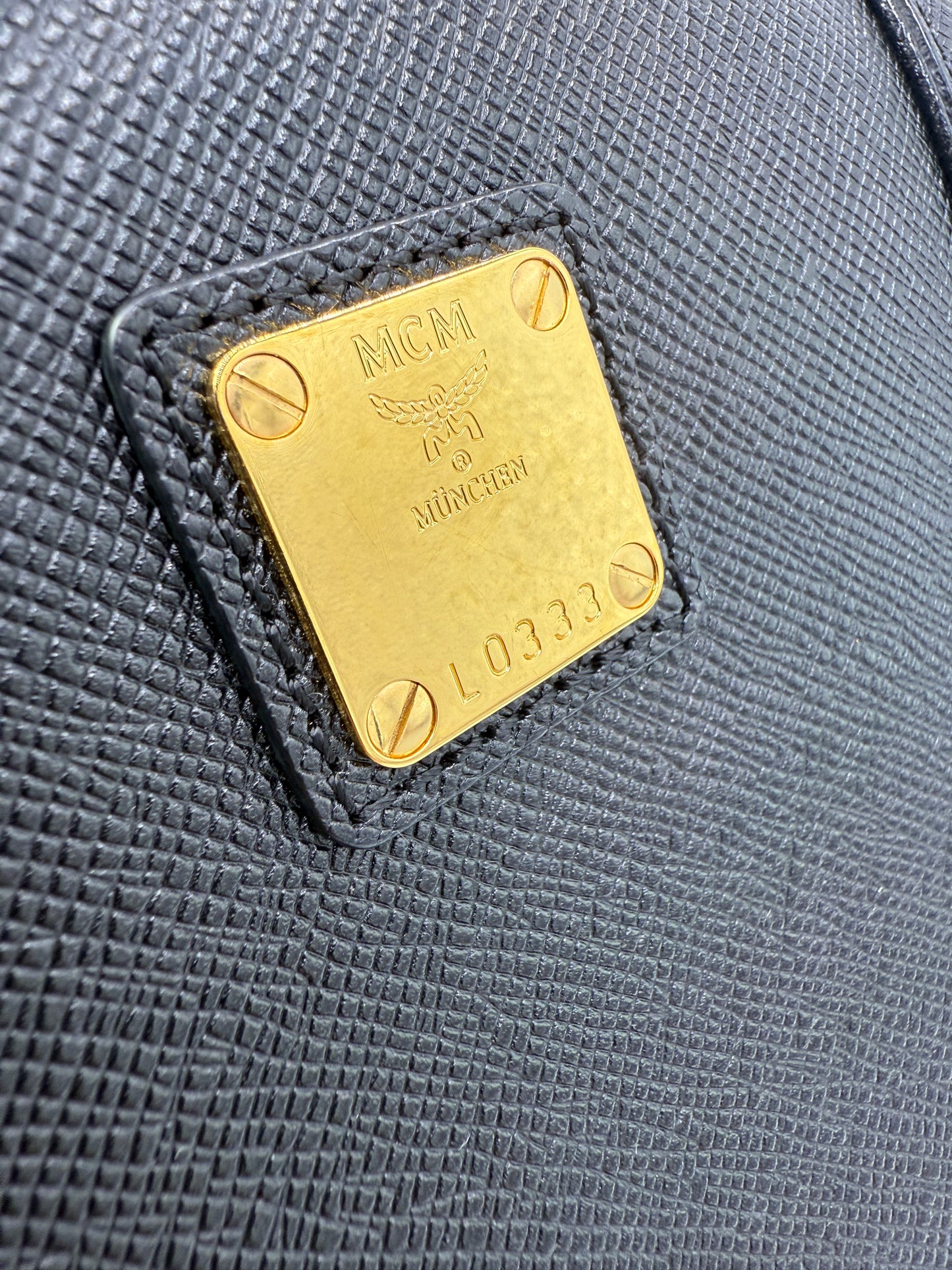 MCM Black Boston Bag With Logo Charms